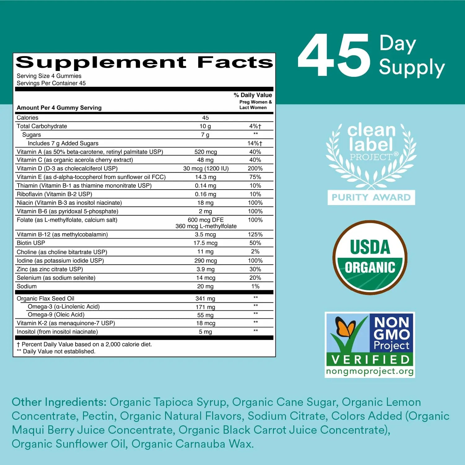 SmartyPants Organic Prenatal Vitamins for Women, Multivitamin Gummies: Biotin, Methylfolate, Omega 3 (ALA), Vitamin D3, C, Vitamin B12, B6, A, K2 & Zinc SmartyPants uk supplements