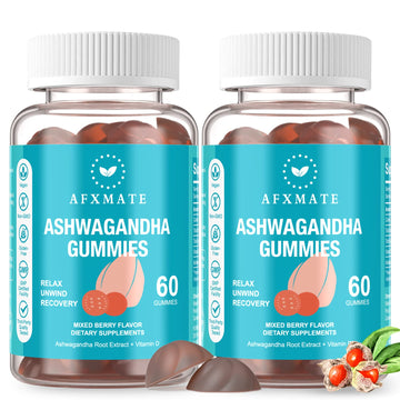 AFXMATE Ashwagandha Gummies & Vitamin D Gummies for Men & Women 120 Count Aswangdha Supplement (Non-GMO, Sugar Free & Gluten Free) AFXMATE uk supplements
