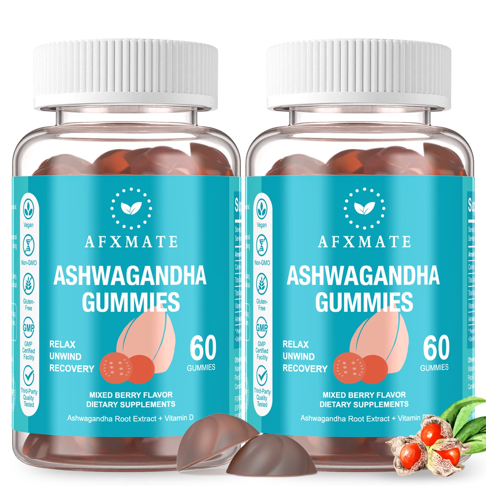 AFXMATE Ashwagandha Gummies & Vitamin D Gummies for Men & Women 120 Count Aswangdha Supplement (Non-GMO, Sugar Free & Gluten Free) AFXMATE uk supplements