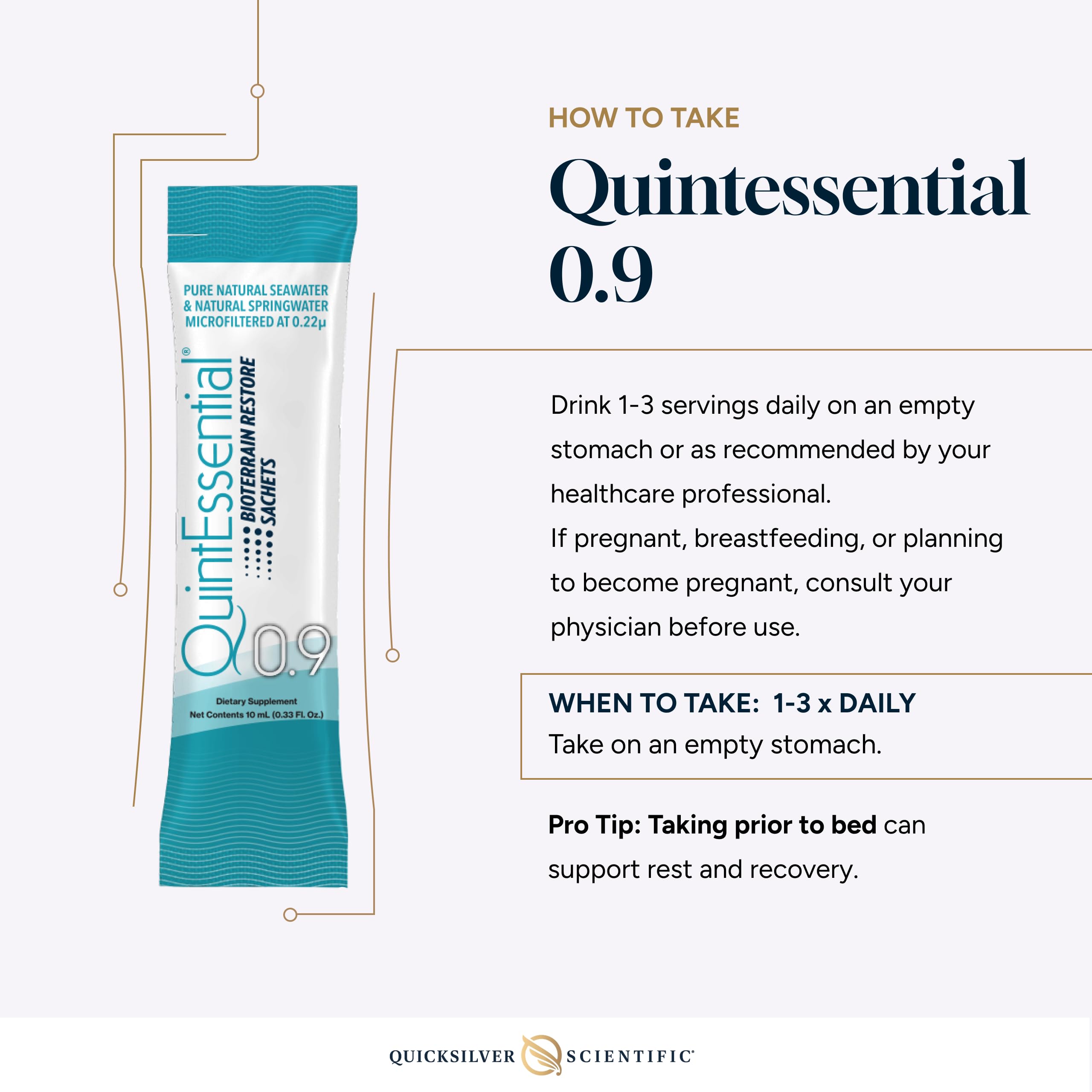 Quicksilver Scientific Quintessential 0.9 Sachets - Isotonic Solution with Sea Water Minerals + Alpine Spring - Liquid Hydration, Electrolyte + Multi Minerals Supplement (30 Count) Quicksilver Scientific uk supplements