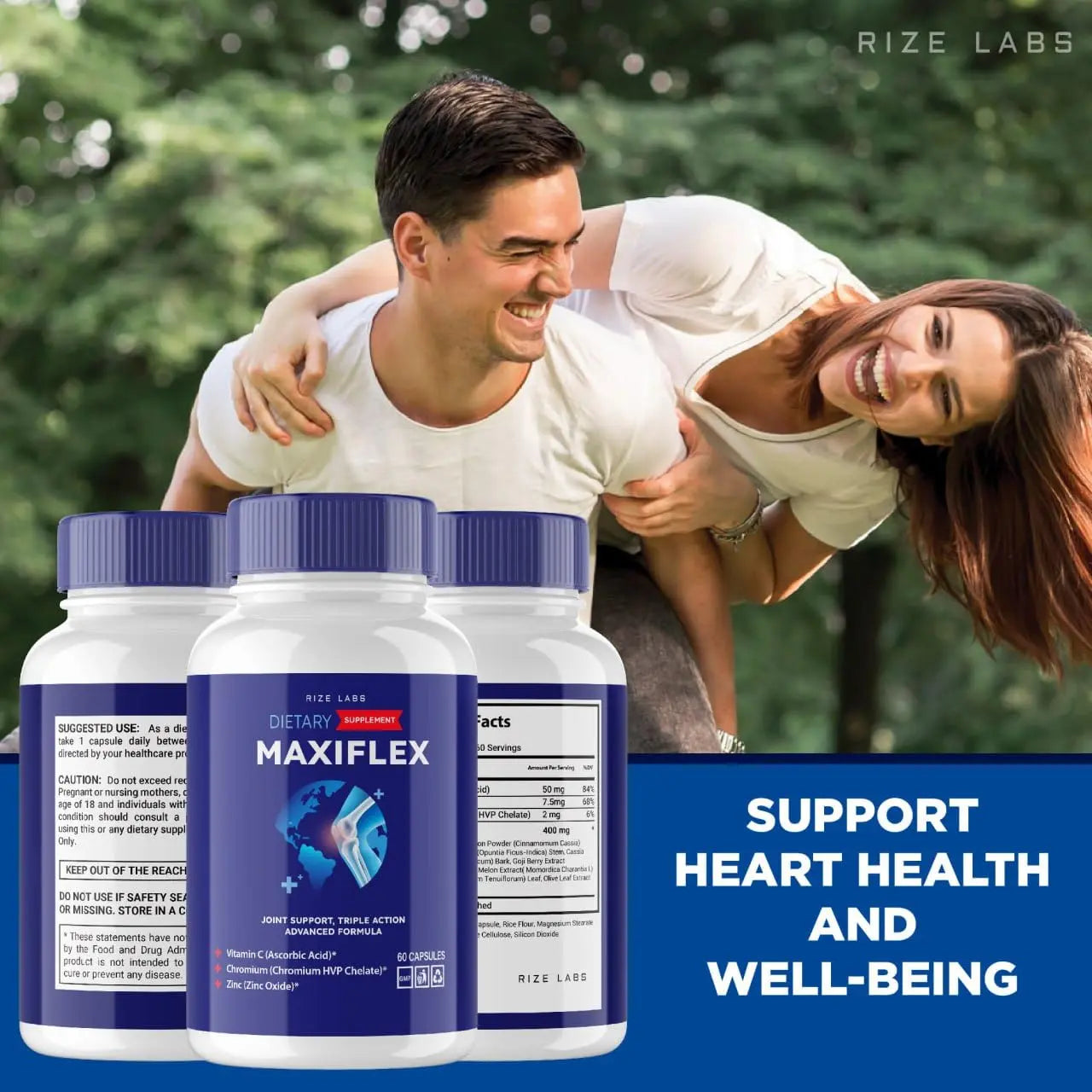 rize labs - Maxi Flex All Natural Suppplement, Capsules for Joint Support, Pills for Mobility and Flexibility, Advanced Formula Supplement, Triple Action (300 Capsules) rize labs uk supplements