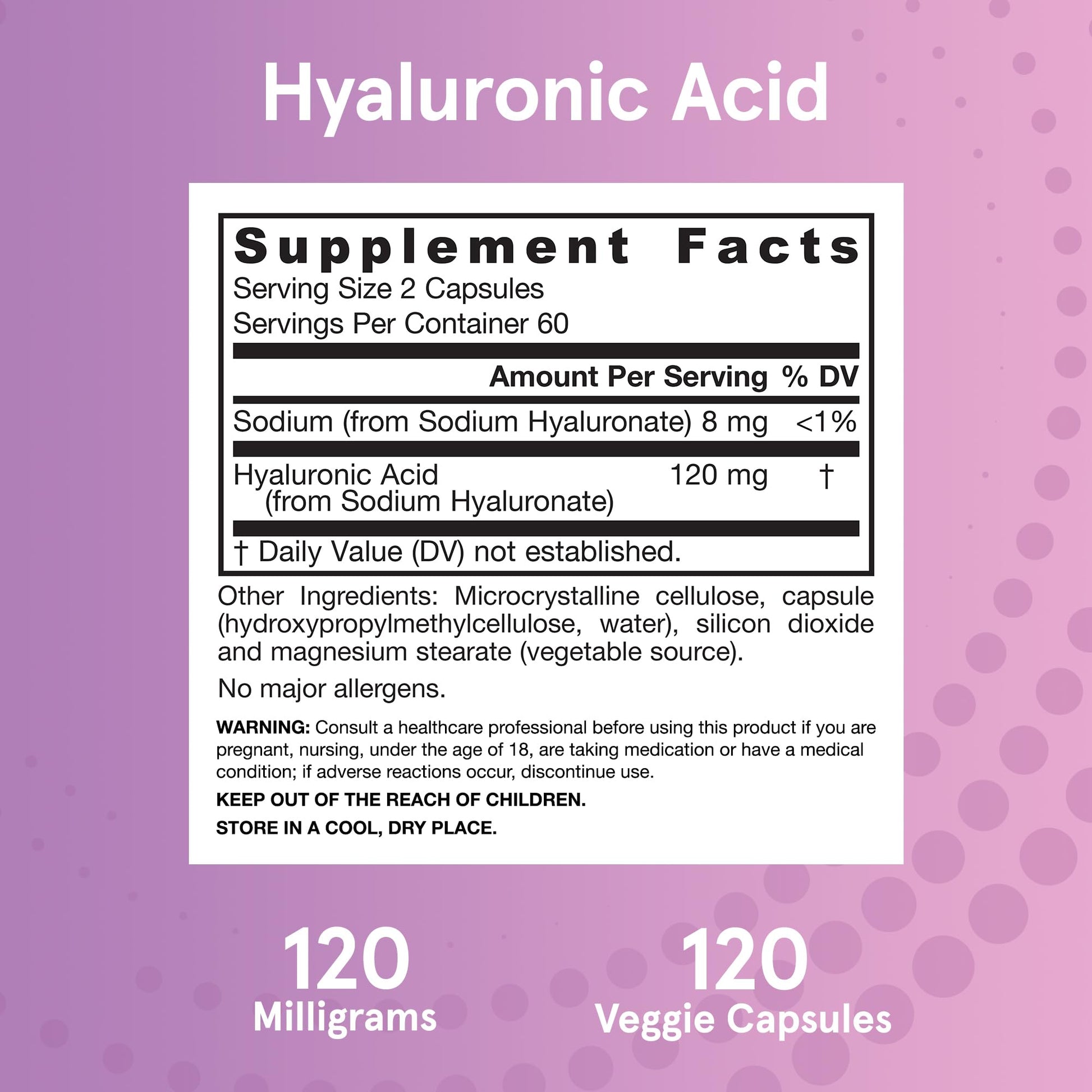 Jarrow Formulas® Hyaluronic Acid 120 mg, Dietary Supplement, Skin Health Support, 120 Veggie Capsules, Up to 60 Day Supply Jarrow Formulas uk supplements