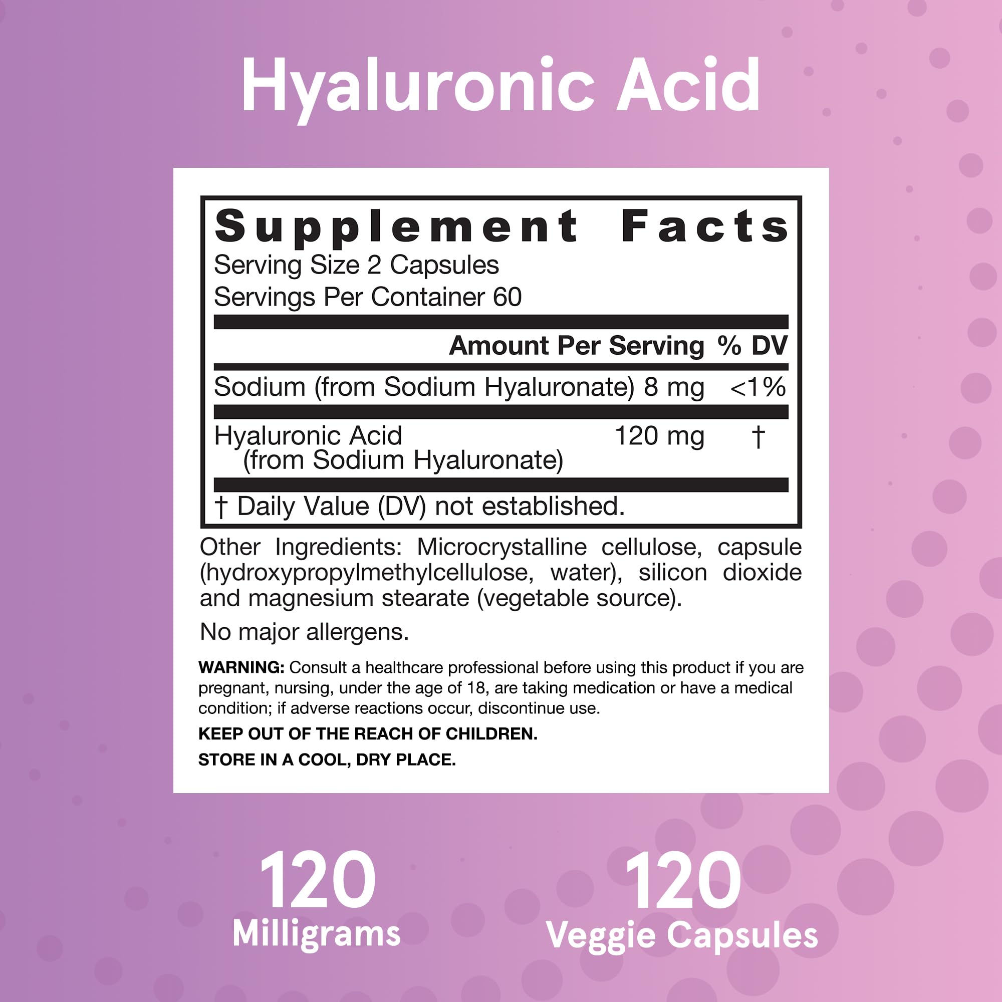 Jarrow Formulas® Hyaluronic Acid 120 mg, Dietary Supplement, Skin Health Support, 120 Veggie Capsules, Up to 60 Day Supply Jarrow Formulas uk supplements