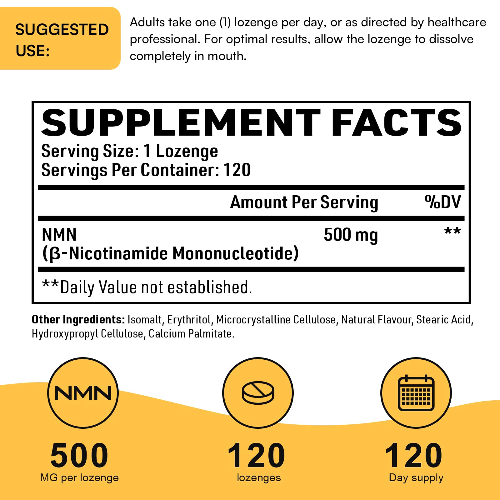 Sublingual NMN 500mg, Max Absorbency & Fast-Acting NMN Supplement（120-Day Supply）, 99% Pure NMN (Nicotinamide Mononucleotide) for NAD, Cell, Immune, Energy, Muscle, Anti-Aging, Longevity, 120 Lozenges Enprotess uk supplements