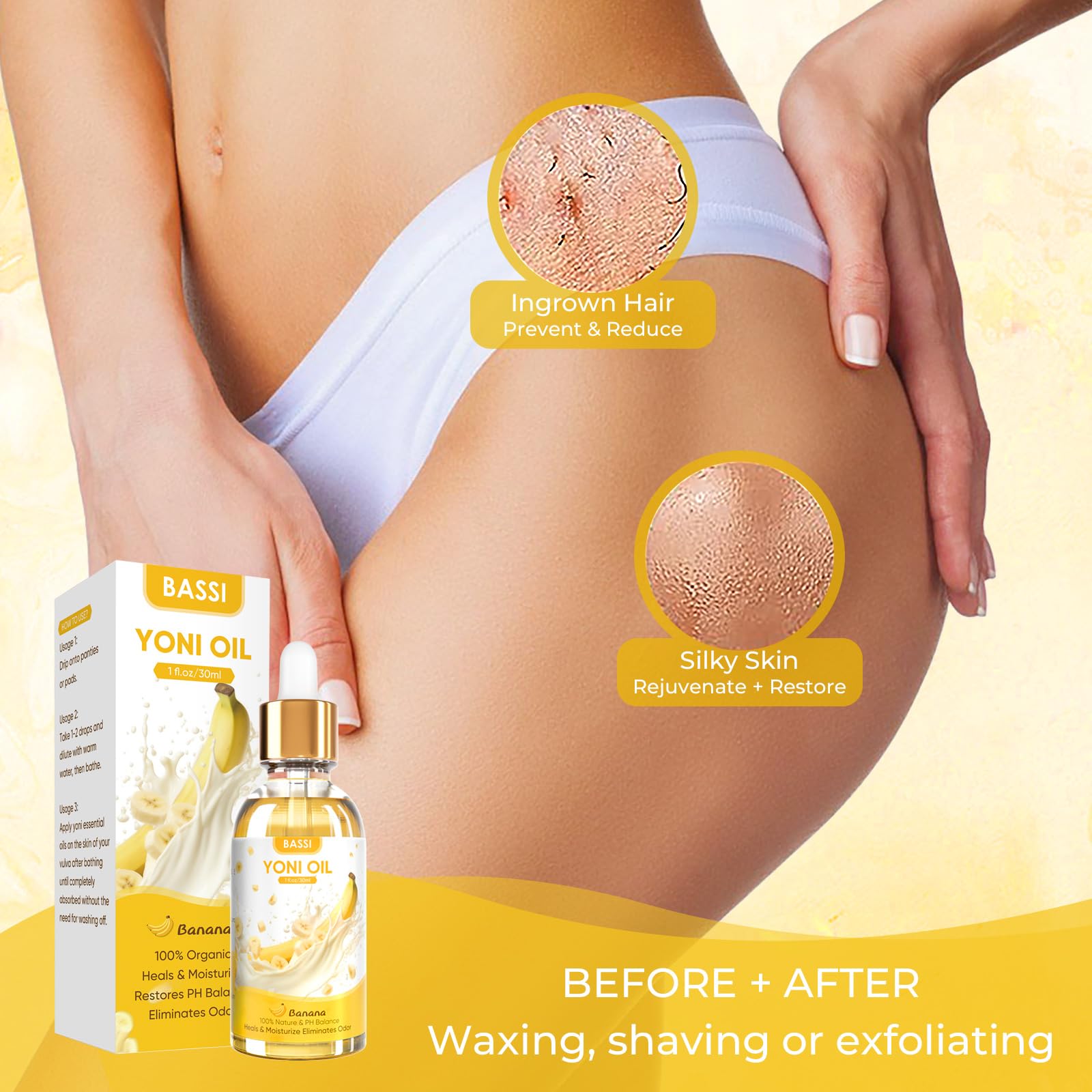 2PCS Yoni Oil Organic Feminine Oil Vaginal Moisturizer - Ph Balance for Women - Feminine Deodorant BASSI uk supplements