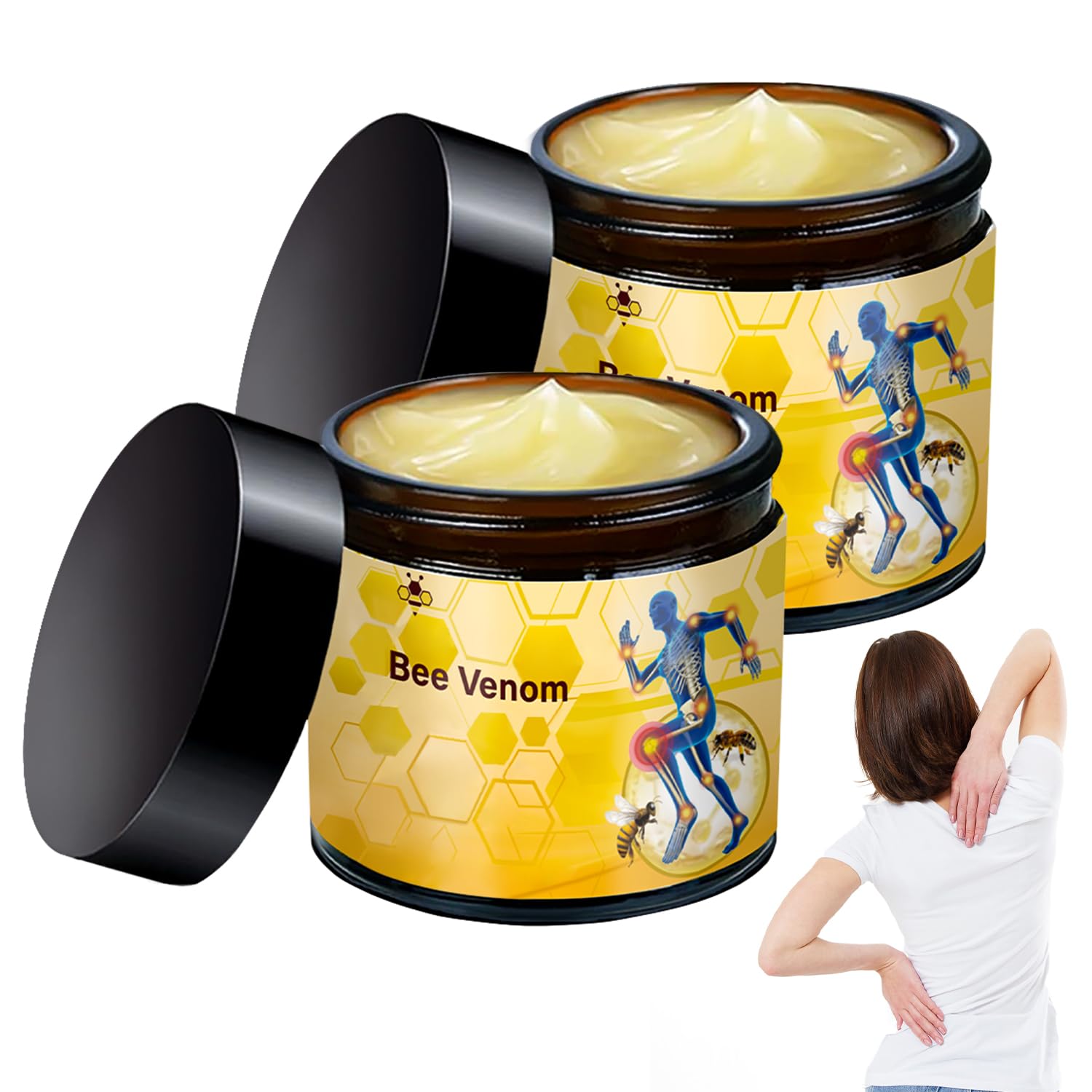 2 Pcs Bee Venom-Relief Cream, Professional Bee Venom Cream, Natural Joint Relief Gel, for Neck, Waist, Back Hand Feet and Leg YIVANNUO uk supplements