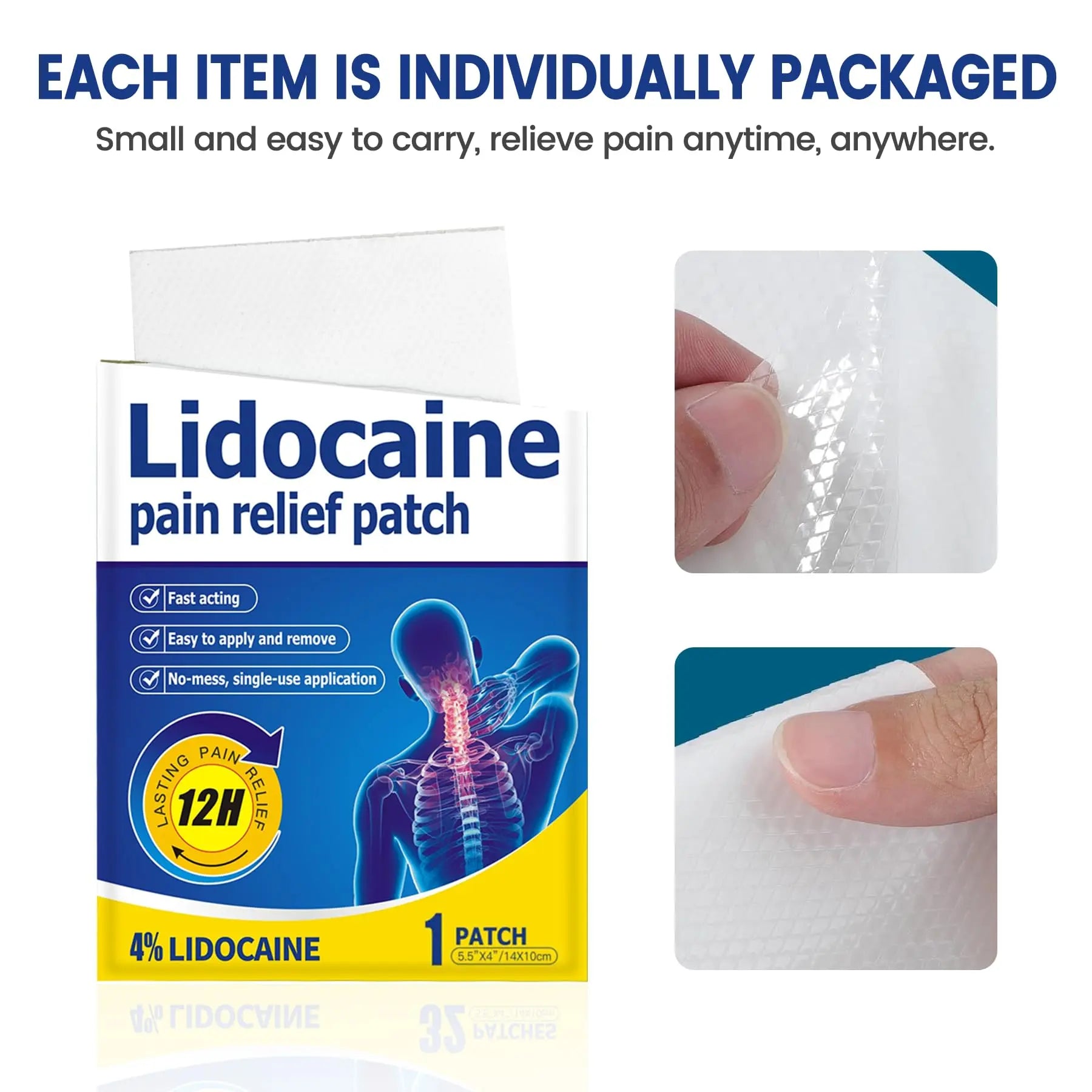 ENERIDEA Lidocaine Gel Pain Relief Patch for Sensitive Skin - Breathable & Hypoallergenic, Flexible Adhesion for Daily Muscle & Joint Comfort - 12 Hour Pain Relief (32 Patches) ENERIDEA uk supplements