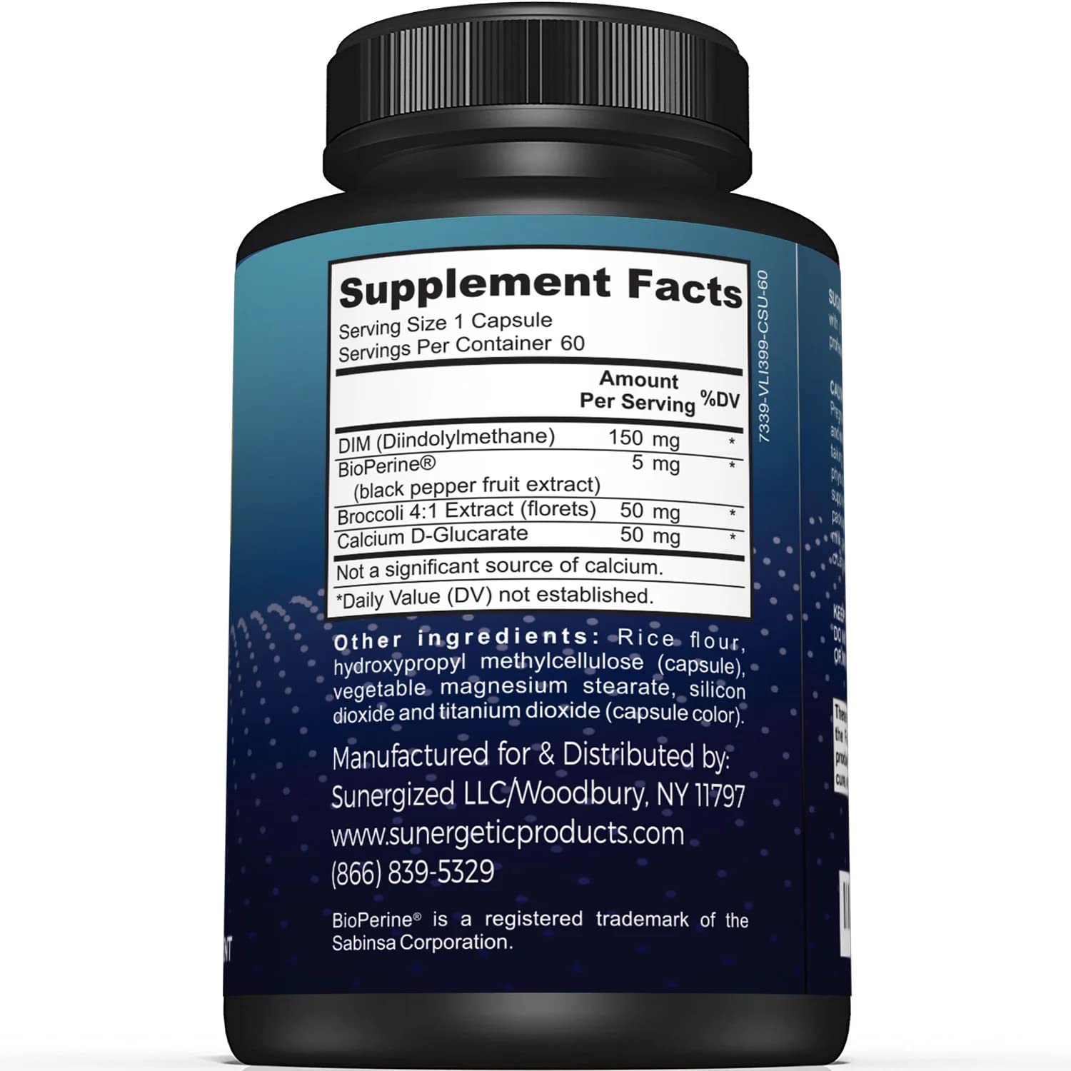 Premium DIM Supplement–Includes 150mg DIM (diindolylmethane), Broccoli, Calcium D Sunergetic uk supplements