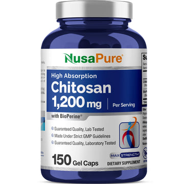NusaPure Chitosan 1200mg 150 Caps (Non-GMO & Soyfree) with Bioperine NusaPure uk supplements