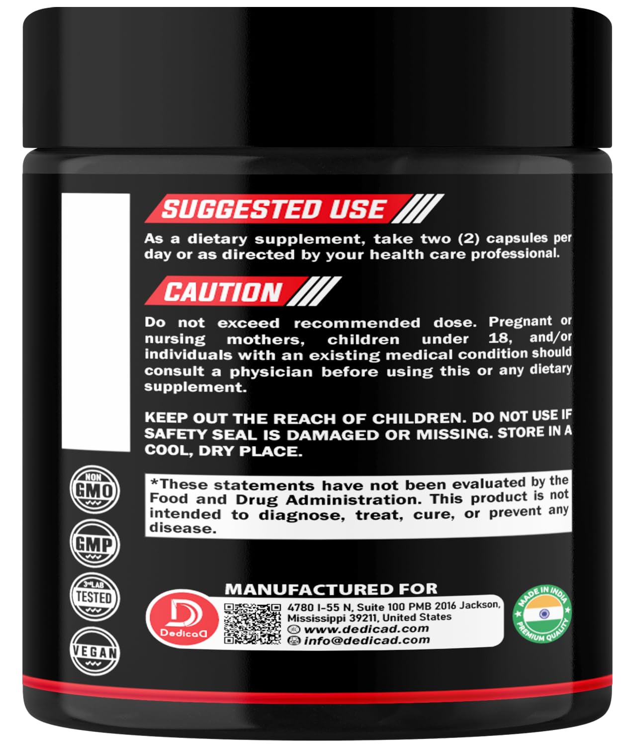 DEDICAD Wormwood Capsules Supplement - Extracted from Black Walnut, Cloves, Turmeric, Apple, Berberine HCl & More - 11 Ingredients Combined for Immune System, Body Management - 60 Capsules DEDICAD uk supplements