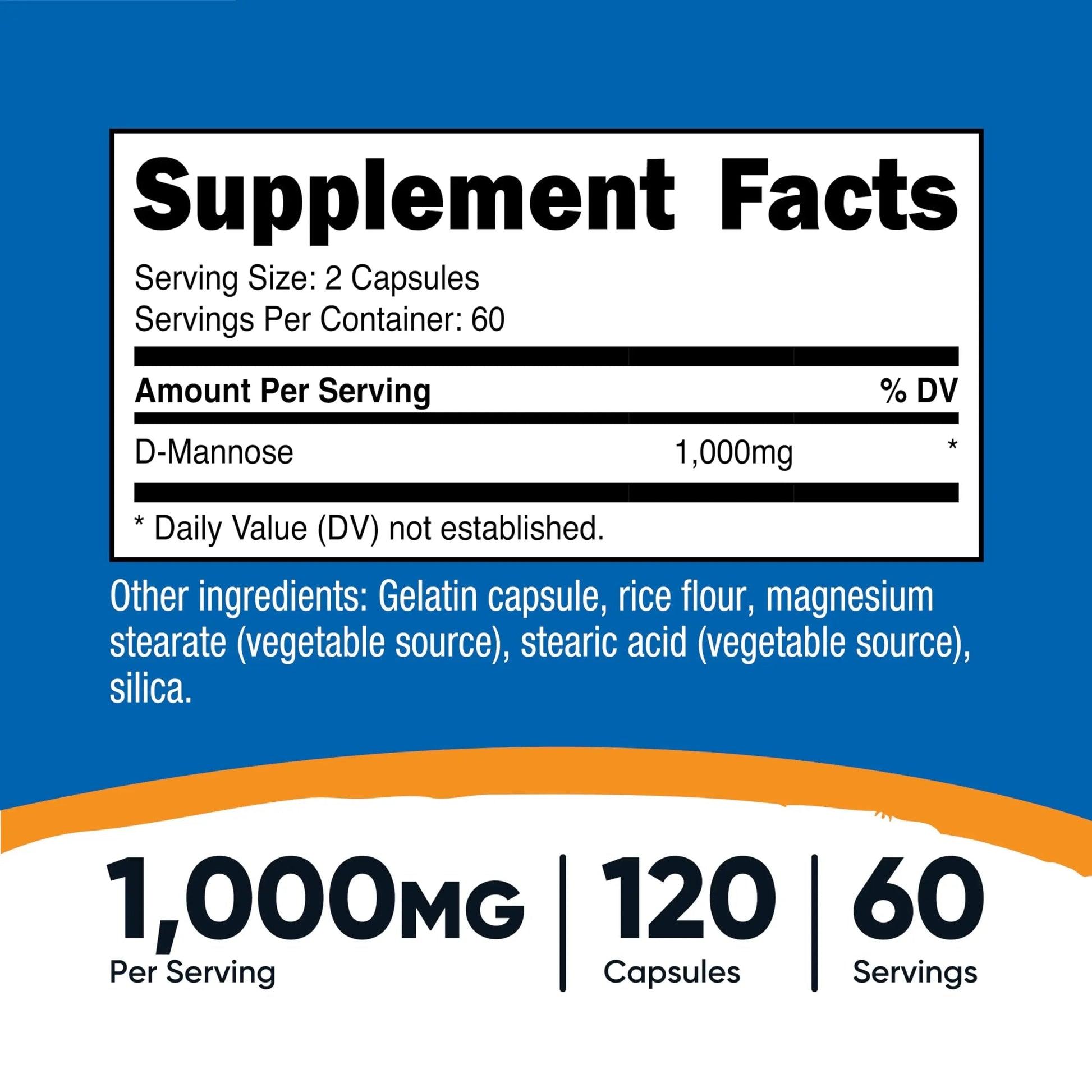 Nutricost D-Mannose 1000mg Per Serving, 120 Capsules - 500mg Per Capsule, Urinary Tract Health, Non-GMO and Gluten Free (Pack of 2) Nutricost uk supplements