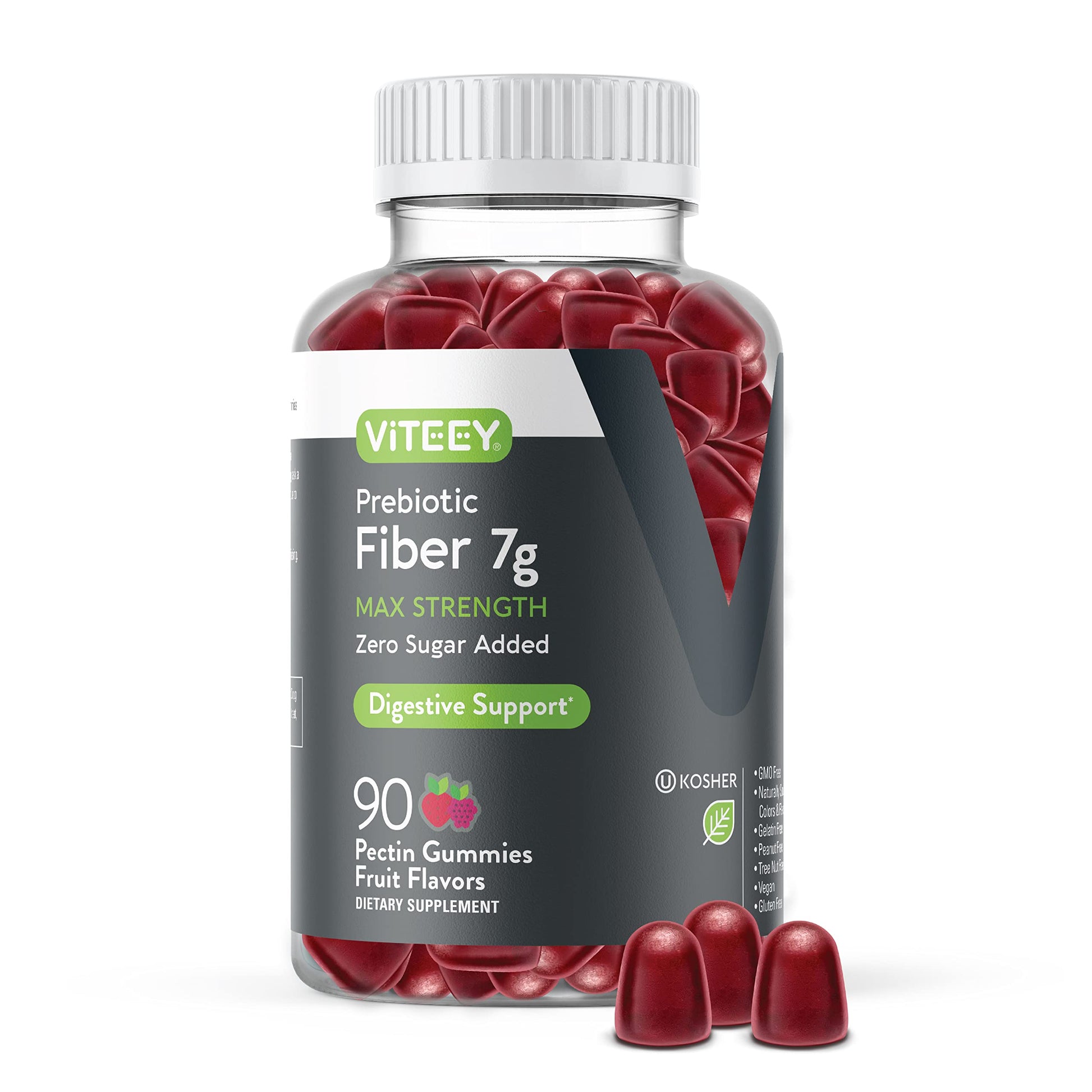Prebiotic Fiber Gummies 7G Extra Strength [Zero Sugar Added] Digestive Heath Regularity Viteey uk supplements