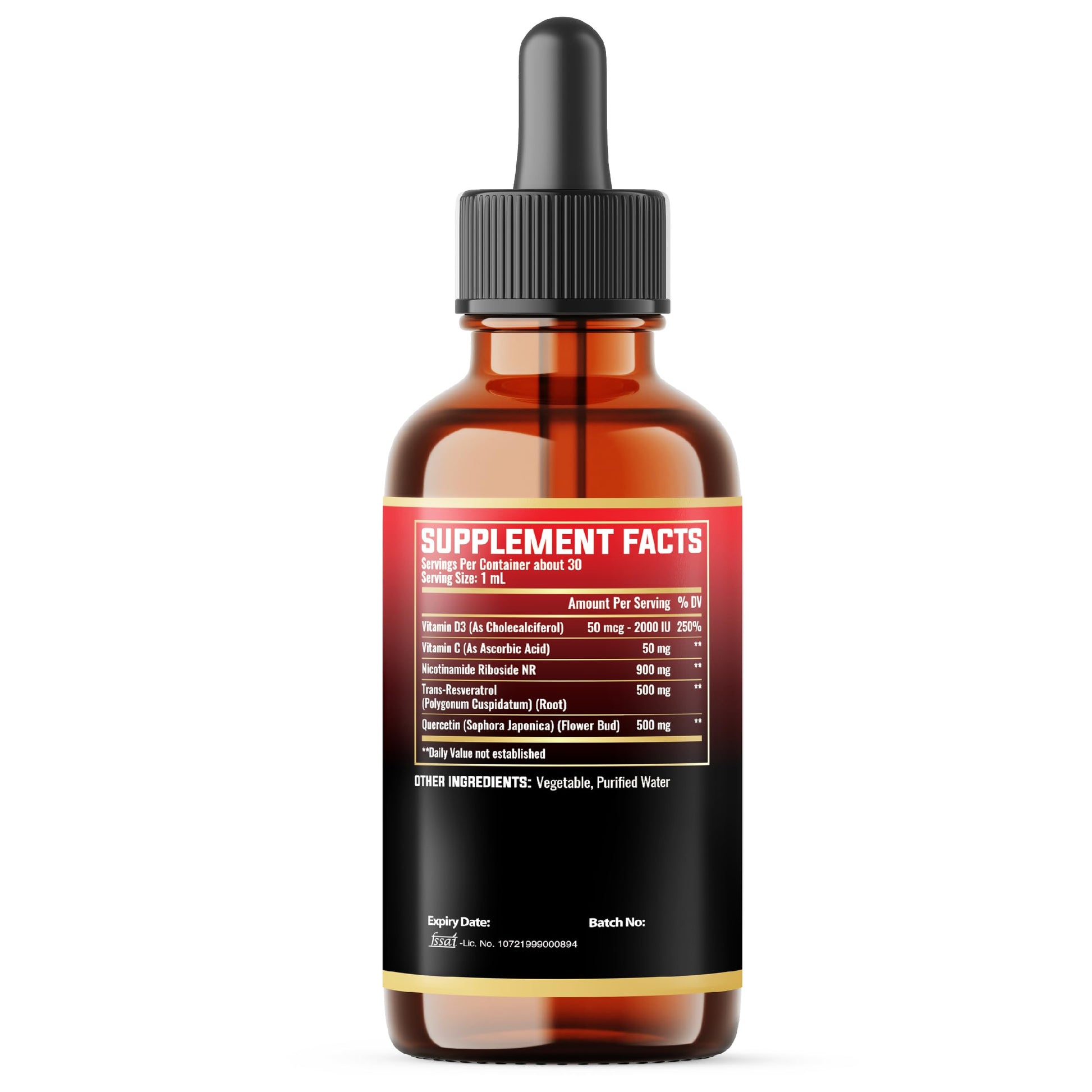 MILIVOL 5in1 NAD+ Liquid Drops w/Nicotinamide Riboside NR 900mg, Quercetin 500mg, Trans-resveratrol 500mg, Vitamin D3-C - Cellular Energy & Repair, Vitality, Healthy Aging - 1FL Oz - 1 Month Supply MILIVOL uk supplements