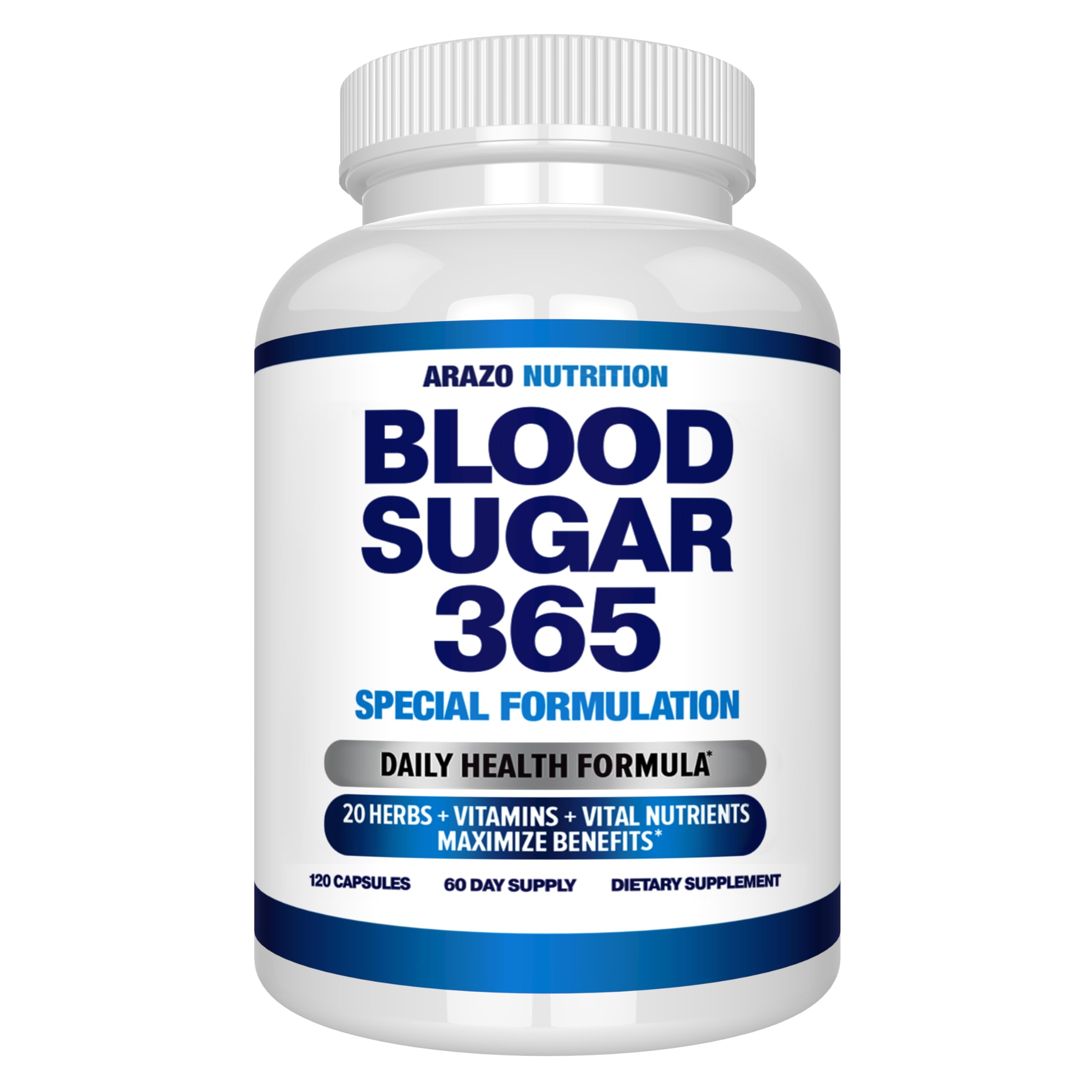Arazo Nutrition Blood Sugar 365 Supplement – Supports Healthy Energy Levels - 120 Herbal Pills - 60 Day Supply Aus Healthcare uk supplements