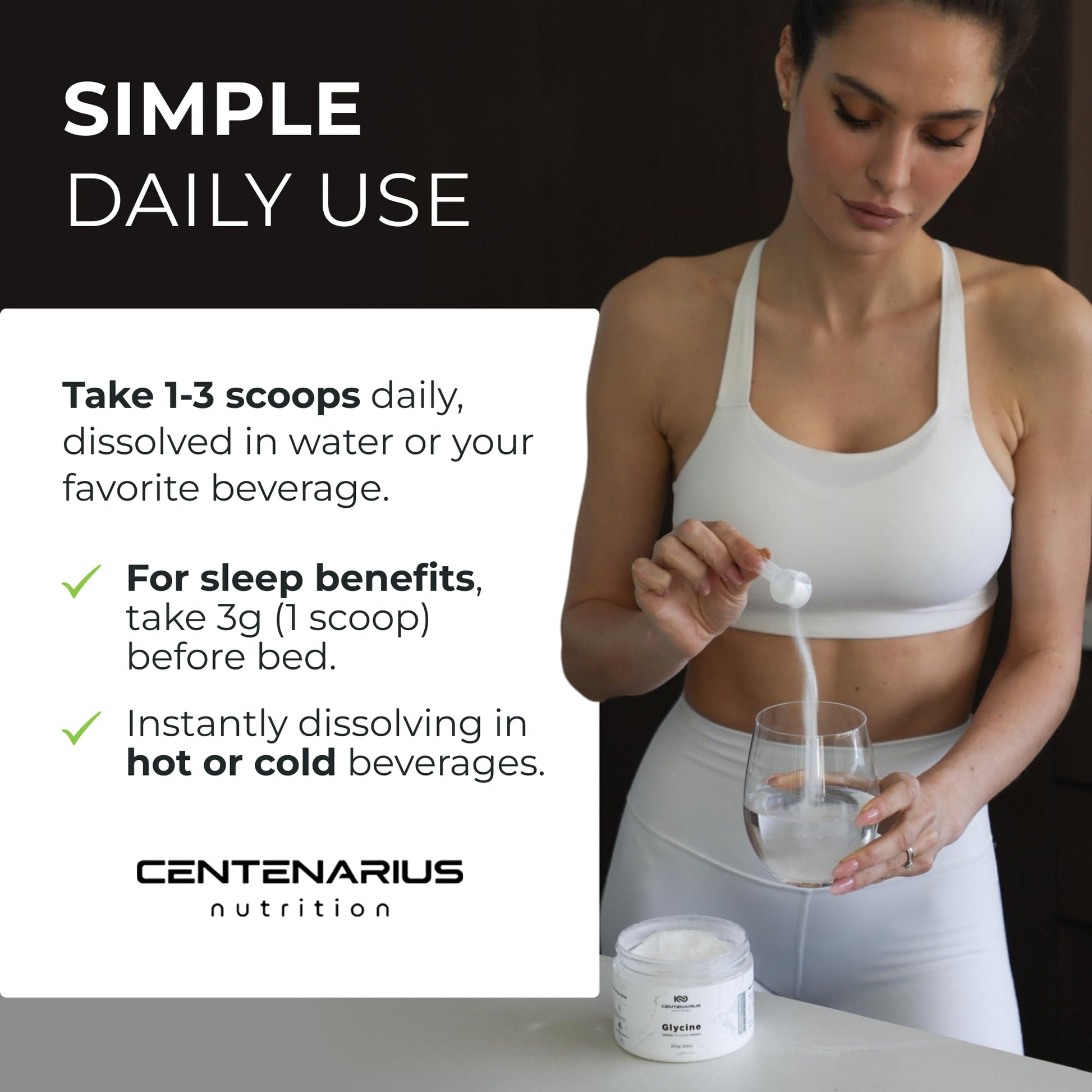 Premium Glycine Powder 250g | Amino Acids Supplement for Post Workout Muscle Recovery, Digestion, Sleep Aid + More - Vegan, Additive-Free Centenarius Nutrition uk supplements