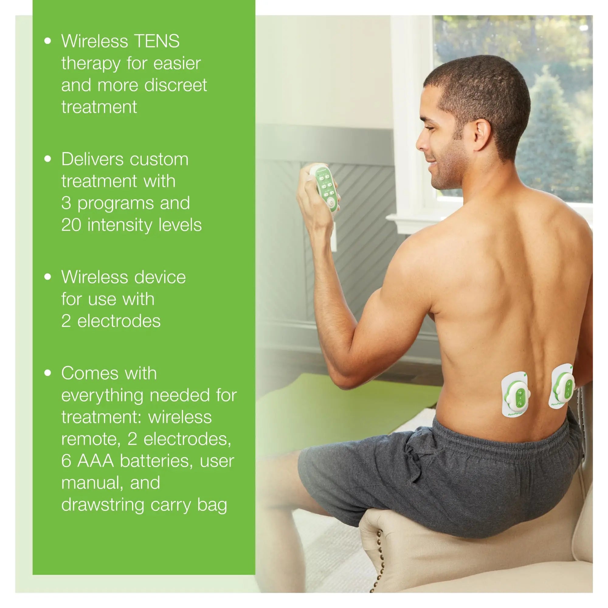 AccuRelief Wireless TENS Unit with Remote Control, TENS Pain Relief Device and Muscle Stimulator, for Back Pain, Neck Pain, Arm and Leg Pain AccuRelief uk supplements
