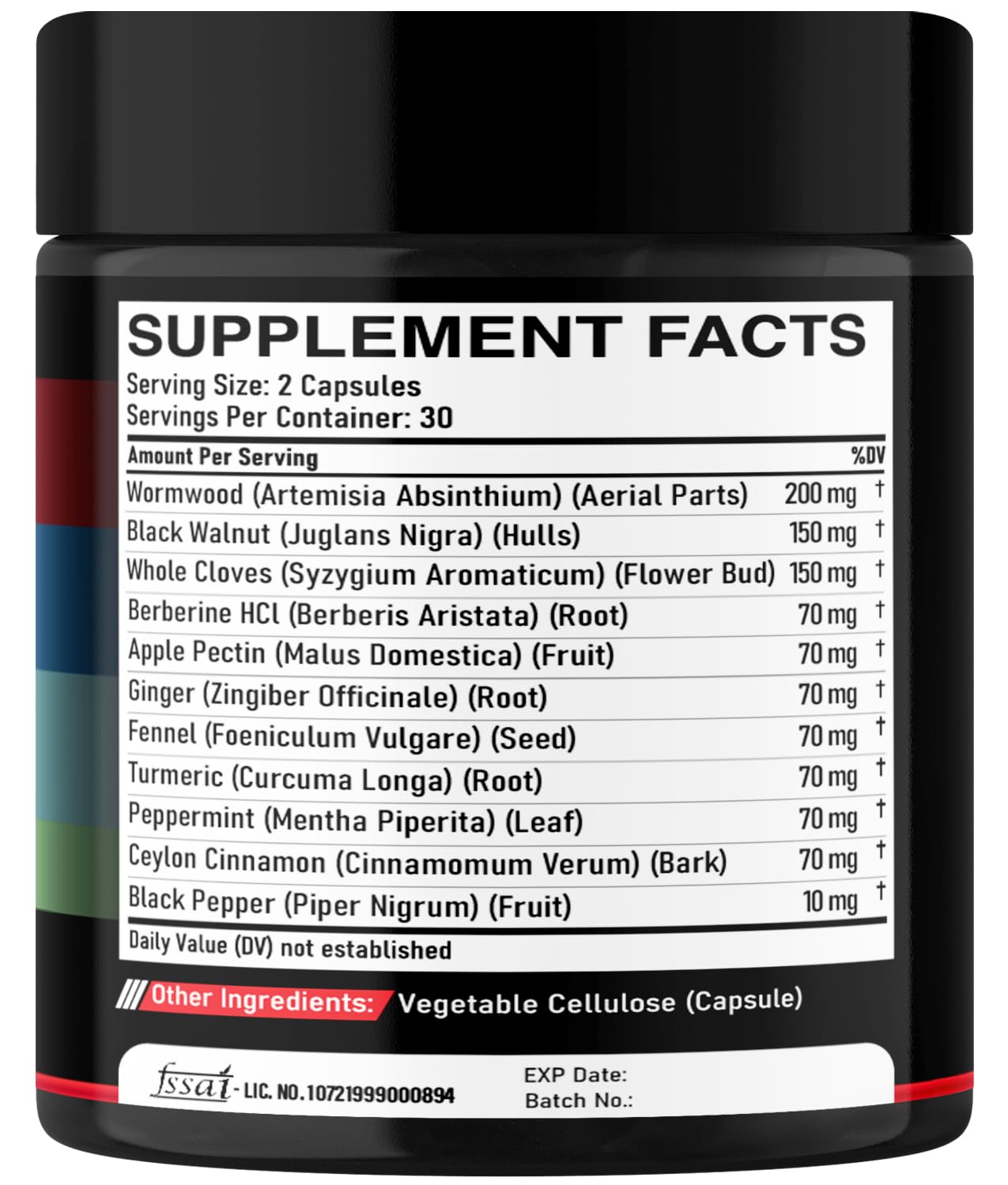 DEDICAD Wormwood Capsules Supplement - Extracted from Black Walnut, Cloves, Turmeric, Apple, Berberine HCl & More - 11 Ingredients Combined for Immune System, Body Management - 60 Capsules DEDICAD uk supplements