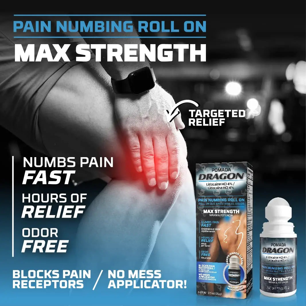 Dragon - POMADA, Maximum Strength- Pain Numbing & Long Lasting Pain Relief No Mess Applicator with Lidocaine Roll On, 2.5 oz, Pack of 3 Dragon Tabs uk supplements