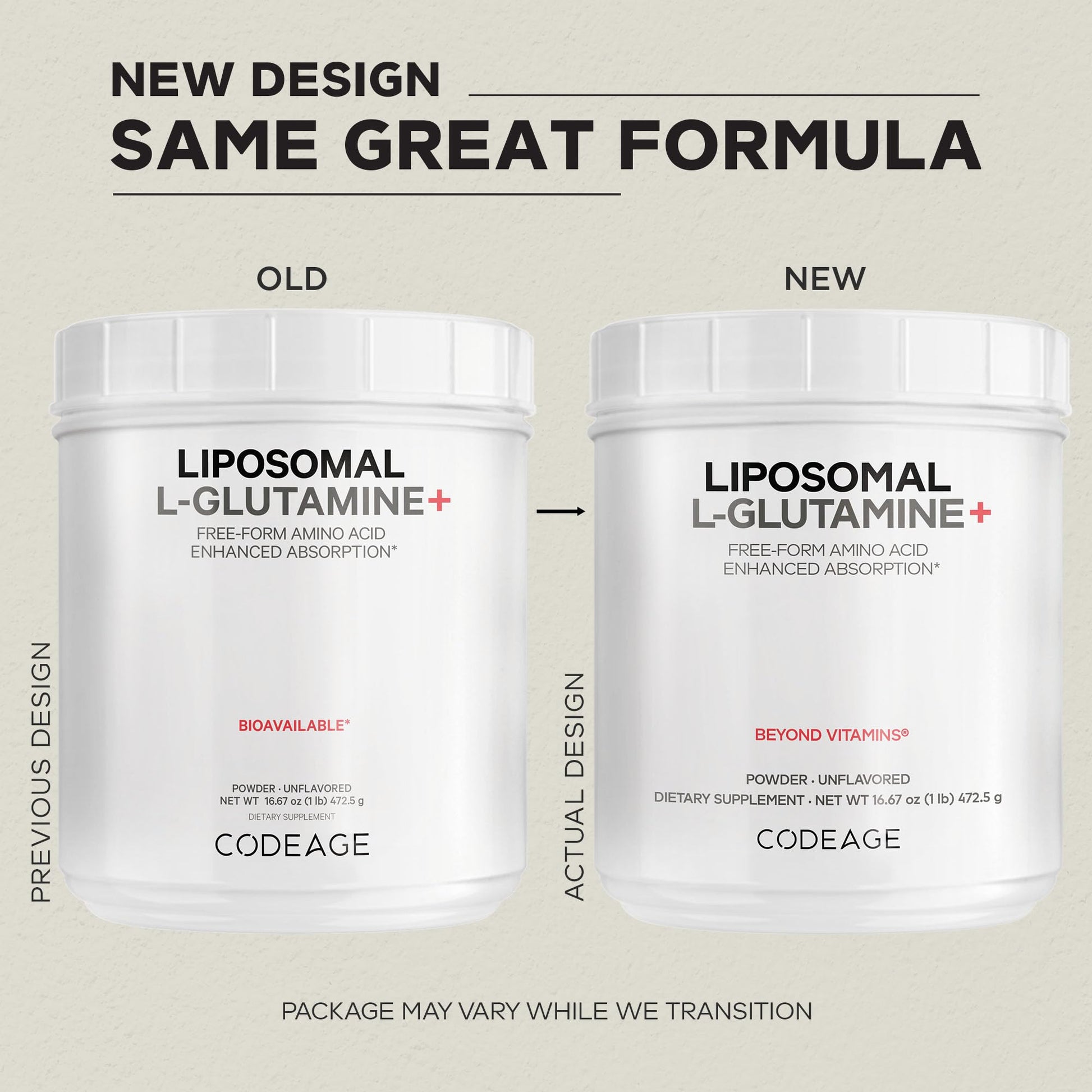Codeage Liposomal L-Glutamine Powder - High-Potency L-Glutamine 5,000 mg per Serving - 3-Month Supply - Liposomal Delivery, Free-Form Amino Acid, Unflavored Glutamine - Non-GMO Gluten-Free - 16.67 oz Codeage uk supplements