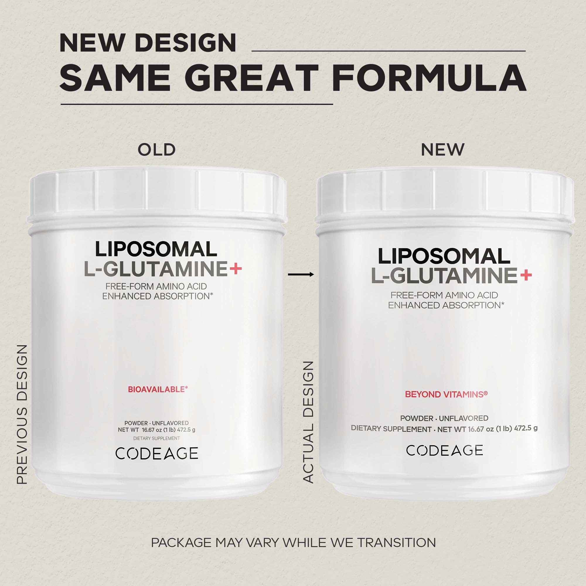 Codeage Liposomal L-Glutamine Powder - High-Potency L-Glutamine 5,000 mg per Serving - 3-Month Supply - Liposomal Delivery, Free-Form Amino Acid, Unflavored Glutamine - Non-GMO Gluten-Free - 16.67 oz Codeage uk supplements