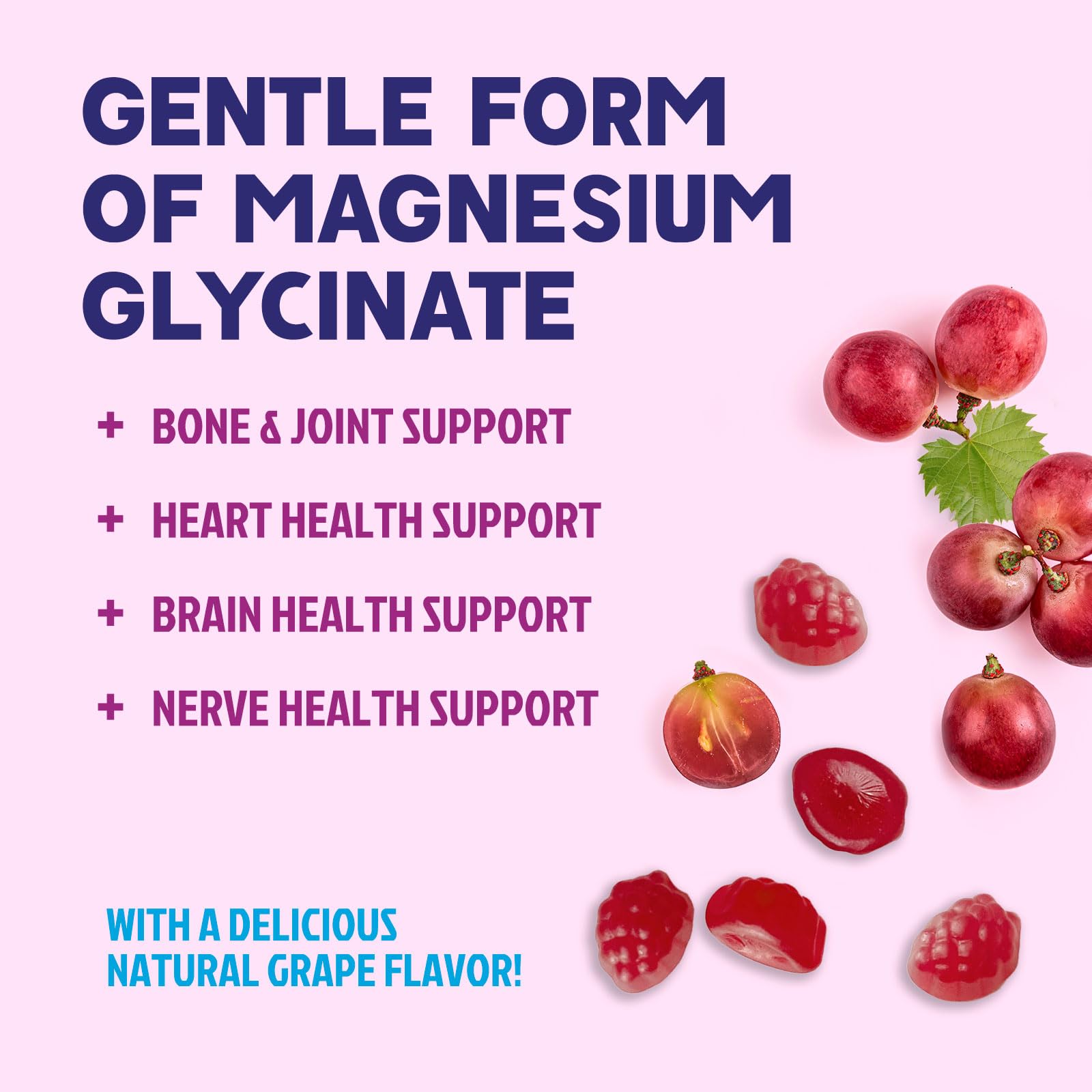 Magnesium Glycinate Gummies - Sugar Free - 100% Chelated Magnesium Gummy Supplement for Max Absorption - for Sleep Support & Heart, Muscle & Bone Health - Gentle on Stomach, Grape Flavor - 60 Gummies Nature's Peak uk supplements