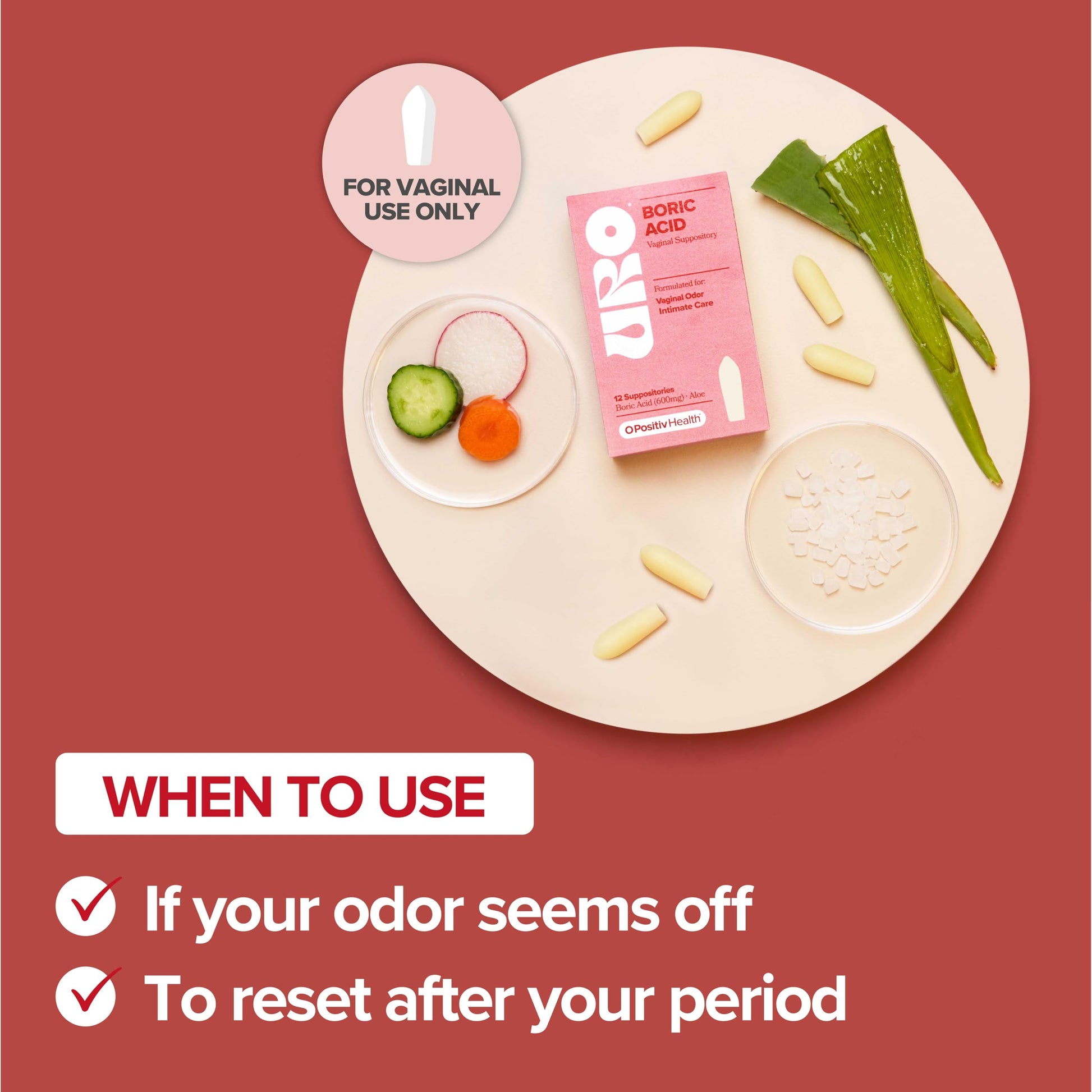 O Positiv URO Vaginal Probiotic and URO Boric Acid Vaginal Suppository Bundle O Positiv uk supplements
