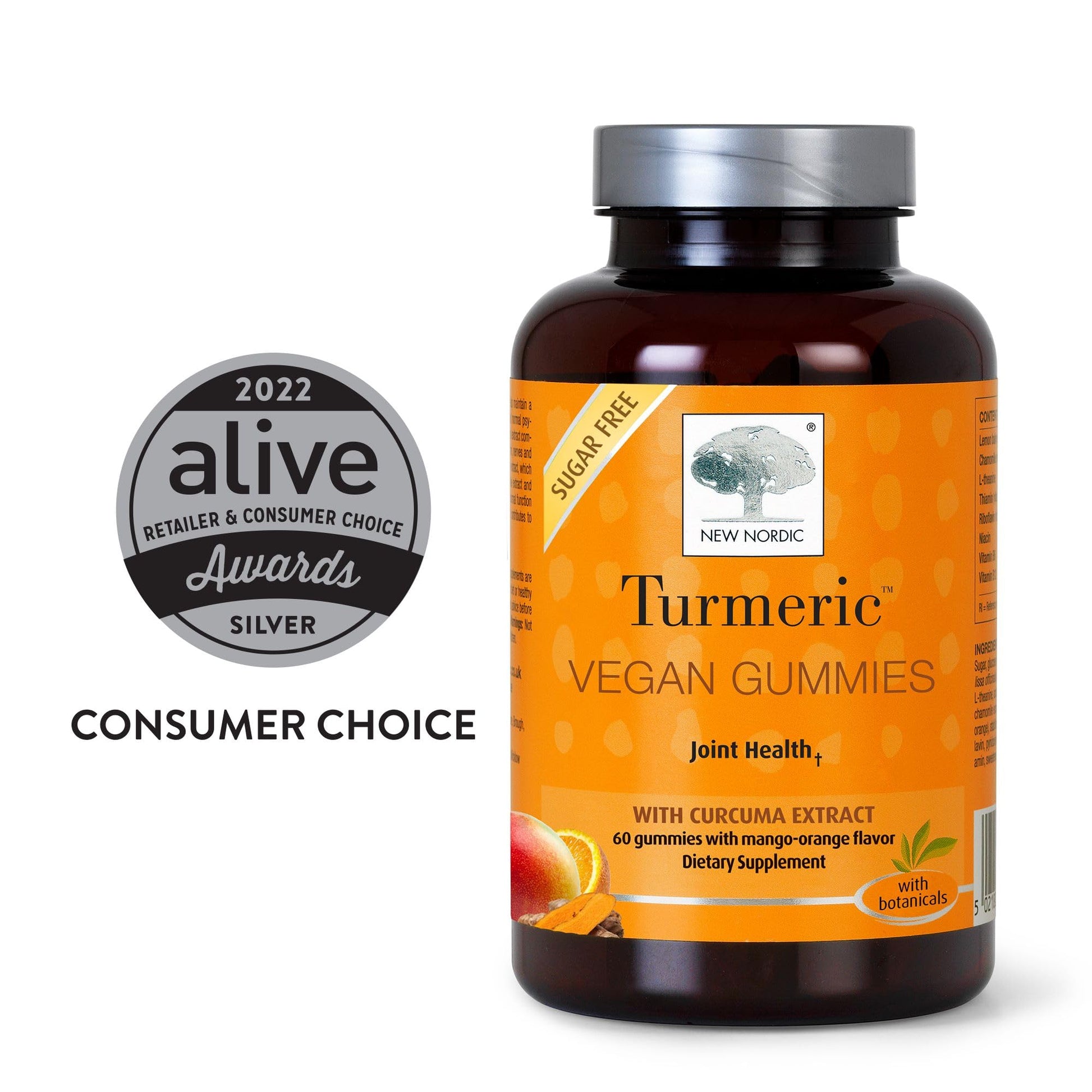 NEW NORDIC Turmeric Curcumin Gummies, Sugar Free, 300 mg Turmeric Supplement for Men and Women, Supports Normally Functioning Joints, Knees, Shoulders, Mango Orange, 60 Count NEW NORDIC uk supplements