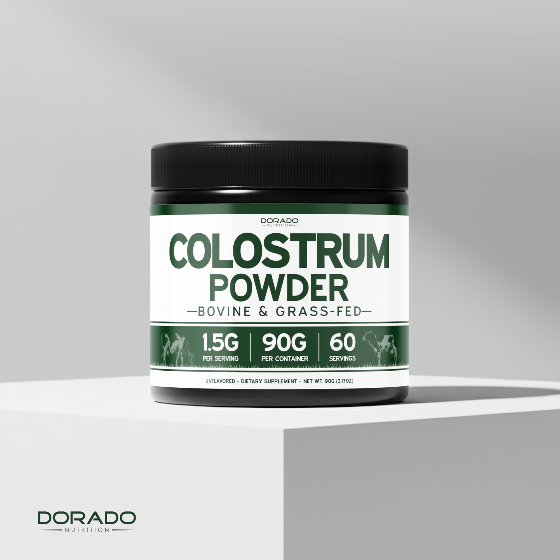 Colostrum Supplement Powder 90g (60 Servings of 1.5g Pure Bovine Colostrum Std. to Contain 20% IgG Immunoglobulins) Grass Fed Powder - No Fillers, Third Party Tested, Unflavored & Non-GMO DORADO NUTRITION uk supplements