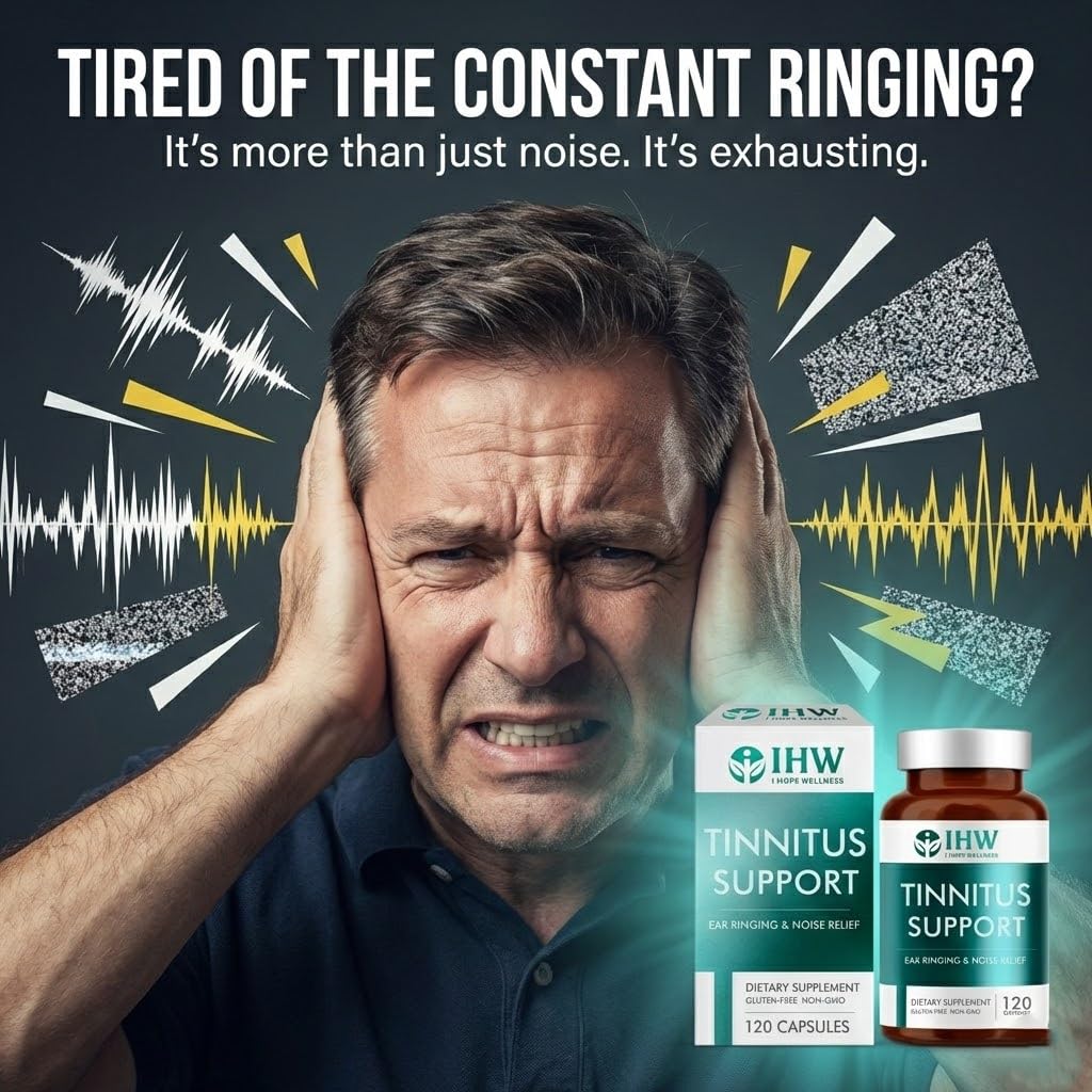 IHW Tinnitus Relief for Ringing Ears, 1200mg Tinnitus Relief Supplement, 120 Capsules, with Vitamin B Complex & C, Reduces Ringing in Ears, Promotes Hearing Wellness & Comfort IHW uk supplements