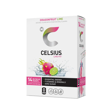 CELSIUS Dragonfruit Lime On-the-Go Powder Stick Packs, Zero Sugar 14 Count(Pack of 1) CELSIUS uk supplements