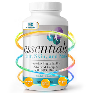 Organic Excellence Hair, Skin and Nails Vitamins for Women & Men – Biotin Supplement 5000 mcg– Hyaluronic Acid - Supports Healthy Hair Growth, Radiant Skin & Strong Nails, 3 Month Supply (90 Tablets) Organic Excellence uk supplements