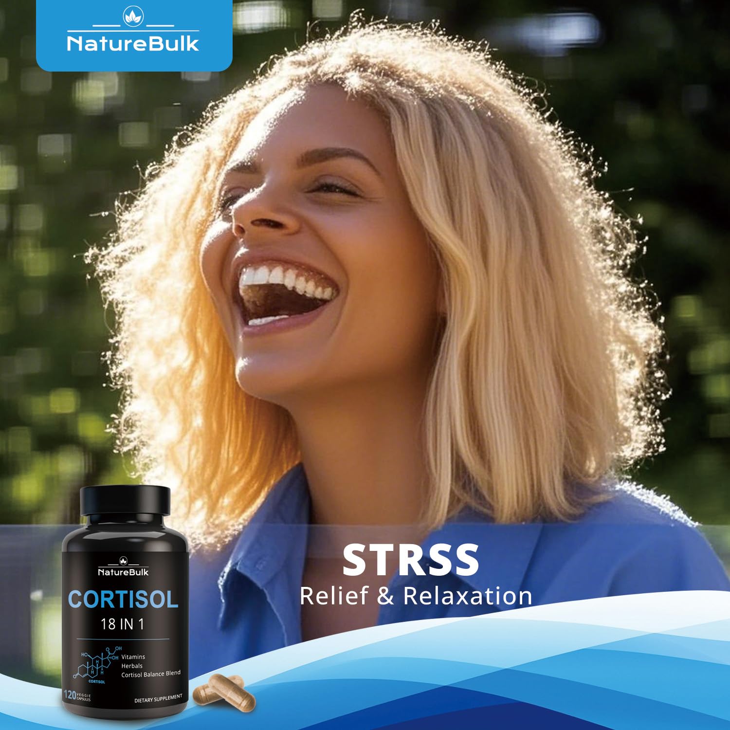 NATUREBULK Cortisol Supplements for Women, 18-in-1 - Premium Blend with Ashwagandha, Rhodiola, Magnesium & L-Theanine - Stress Response Support & Mood Enhancement Formula - 120 Vegetarian Capsules NATUREBULK uk supplements