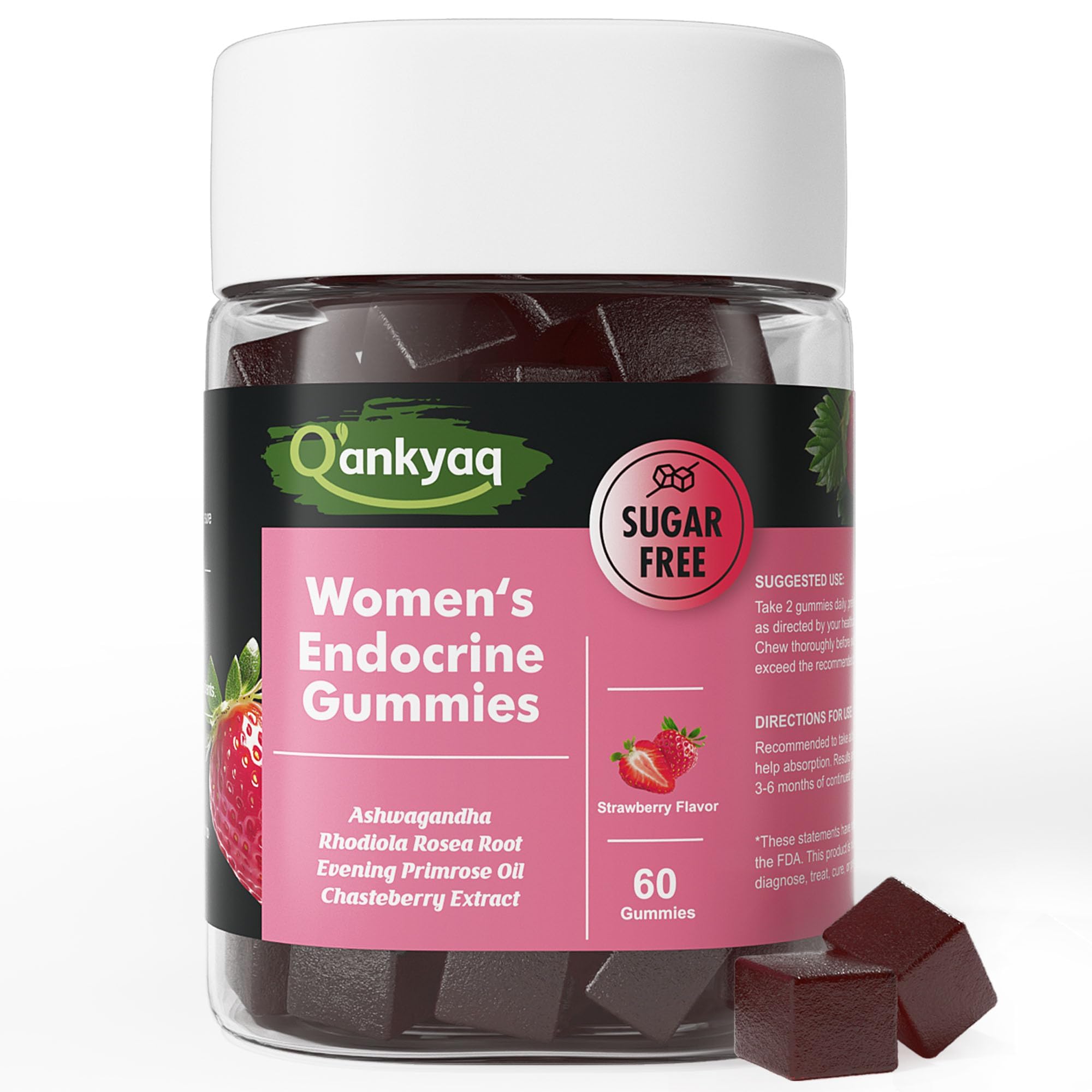 Q'ankyaq PMS Support Gummies for Women, Hormone Balance with Evening Primrose Oil, Chasteberry, Vitamins B6 & B12 - Comfort, Bloating, Mood & Energy Support - 60 Gummies Q'ankyaq uk supplements