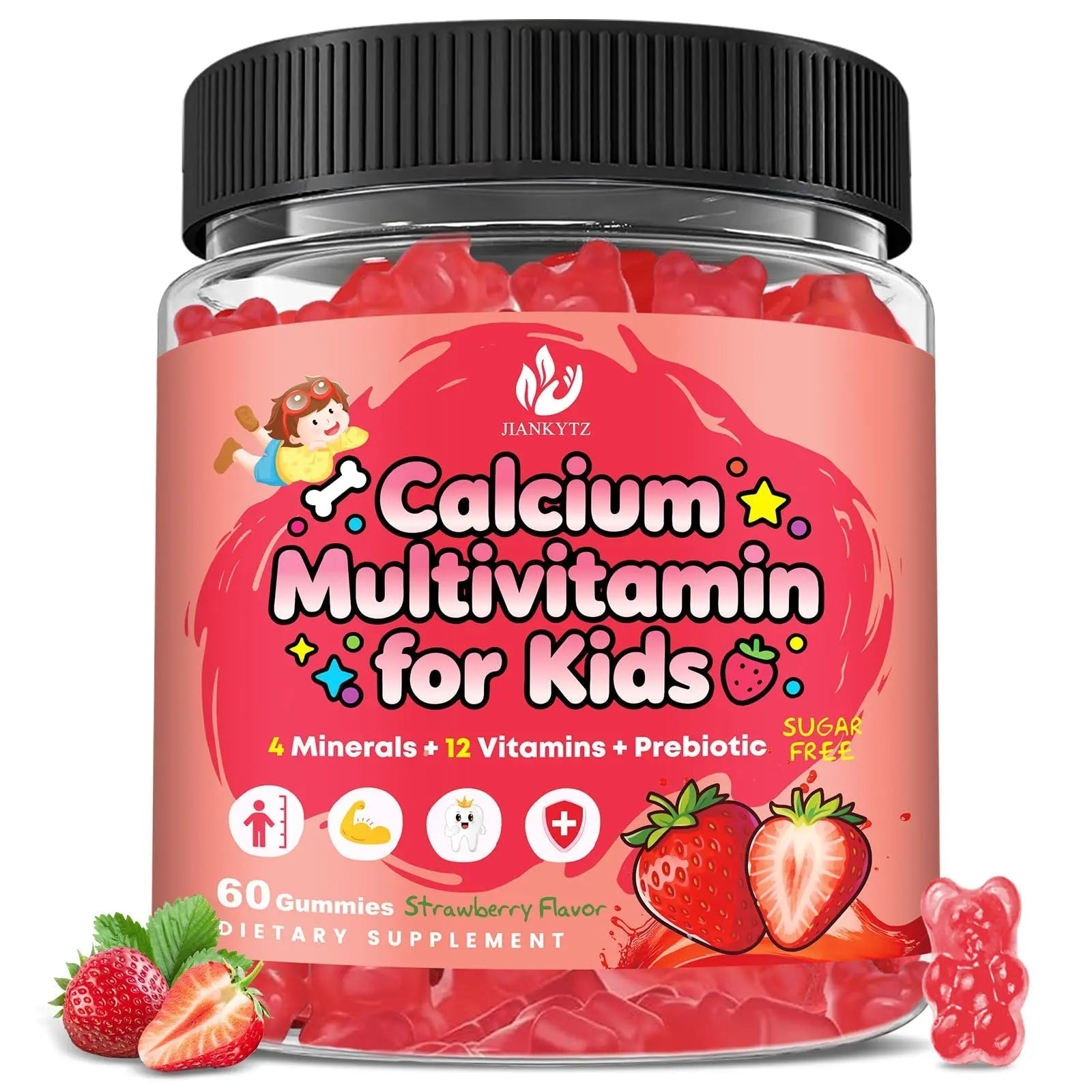 Sugar Free Calcium Multivitamin Gummies for Kids - Nutritional, Immune, Bone Support, Whole Multivitamin, with Vitamins A, C, D, B1, B2, B6, Folate JIANKYTZ uk supplements