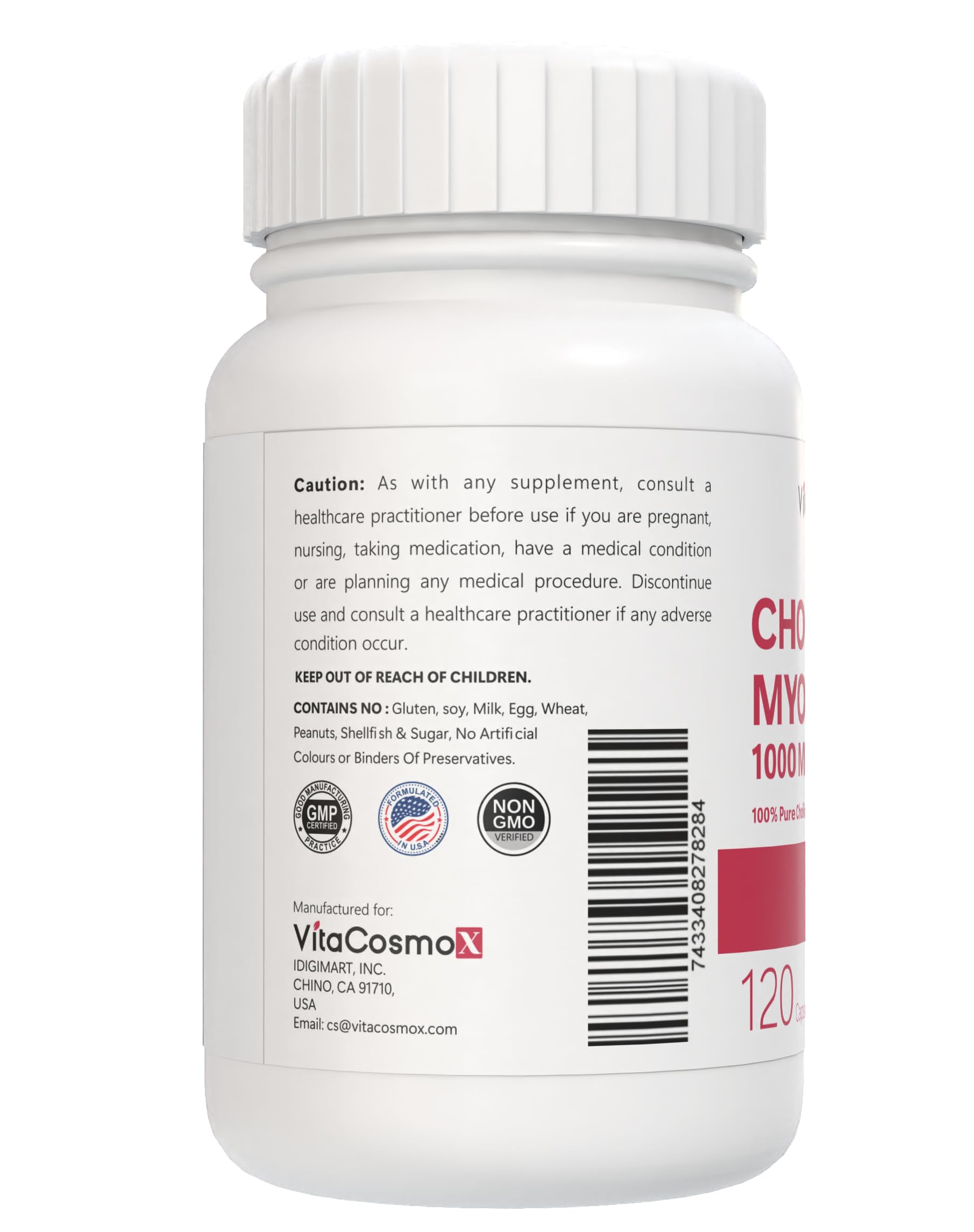 VitaCosmoX Choline and Myo-Inositol Supplement, 1000 mg Each, 120 Veggie Capsules 100% Vegetarian, Non-GMO & Gluten Free VitaCosmoX uk supplements