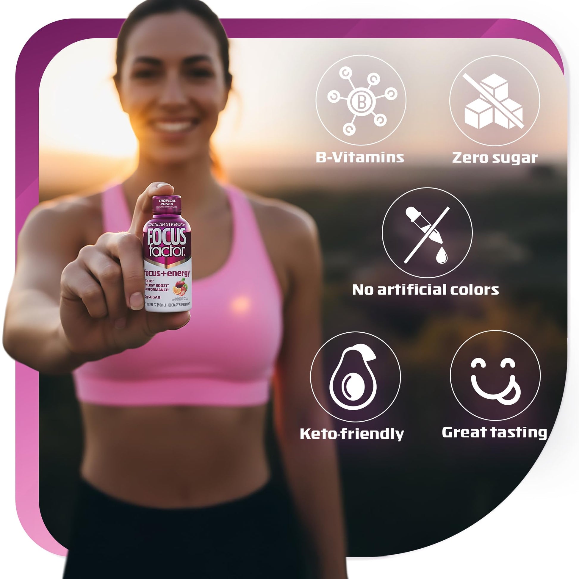 Focus Factor Focus + Energy Shots - 12 x 2oz Bottles (Tropical Punch Flavor) - Powered by Nootropics with Caffeine, L-Theanine, Ginkgo, Bacopa, L-Tyrosine, Alpha GPC Focus Factor uk supplements