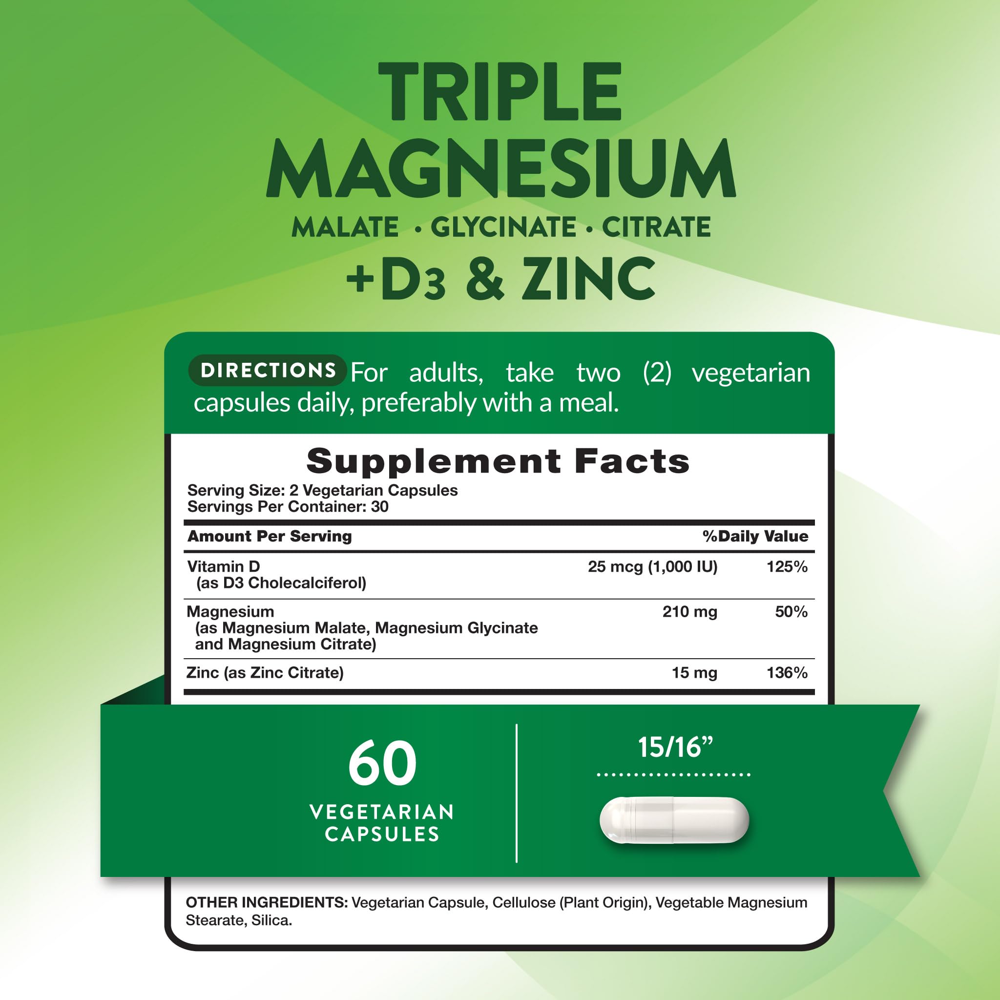 Nature's Truth Triple Magnesium Complex Supplement | 60 Capsules | Glycinate, Citrate & Malate | with D3 & Zinc | Vegetarian, Non-GMO, & Gluten Free Nature's Truth uk supplements