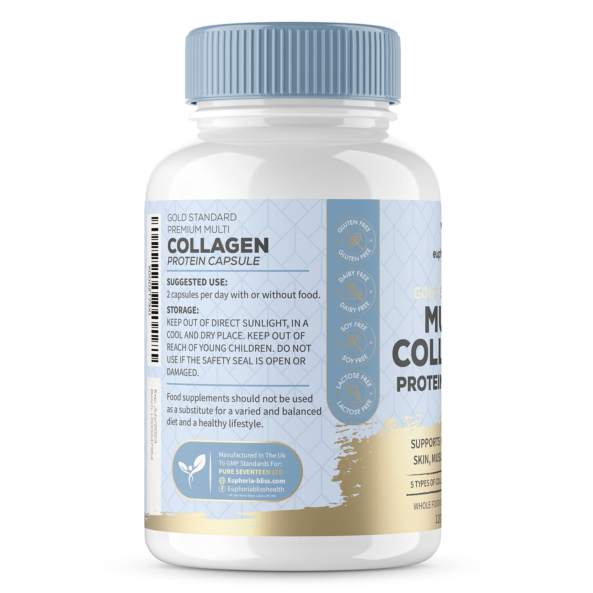High Strength Multi Collagen 1400MG Tablets with Turmeric & Kelp, Skin, Hair, Nails Euphoria Bliss uk supplements