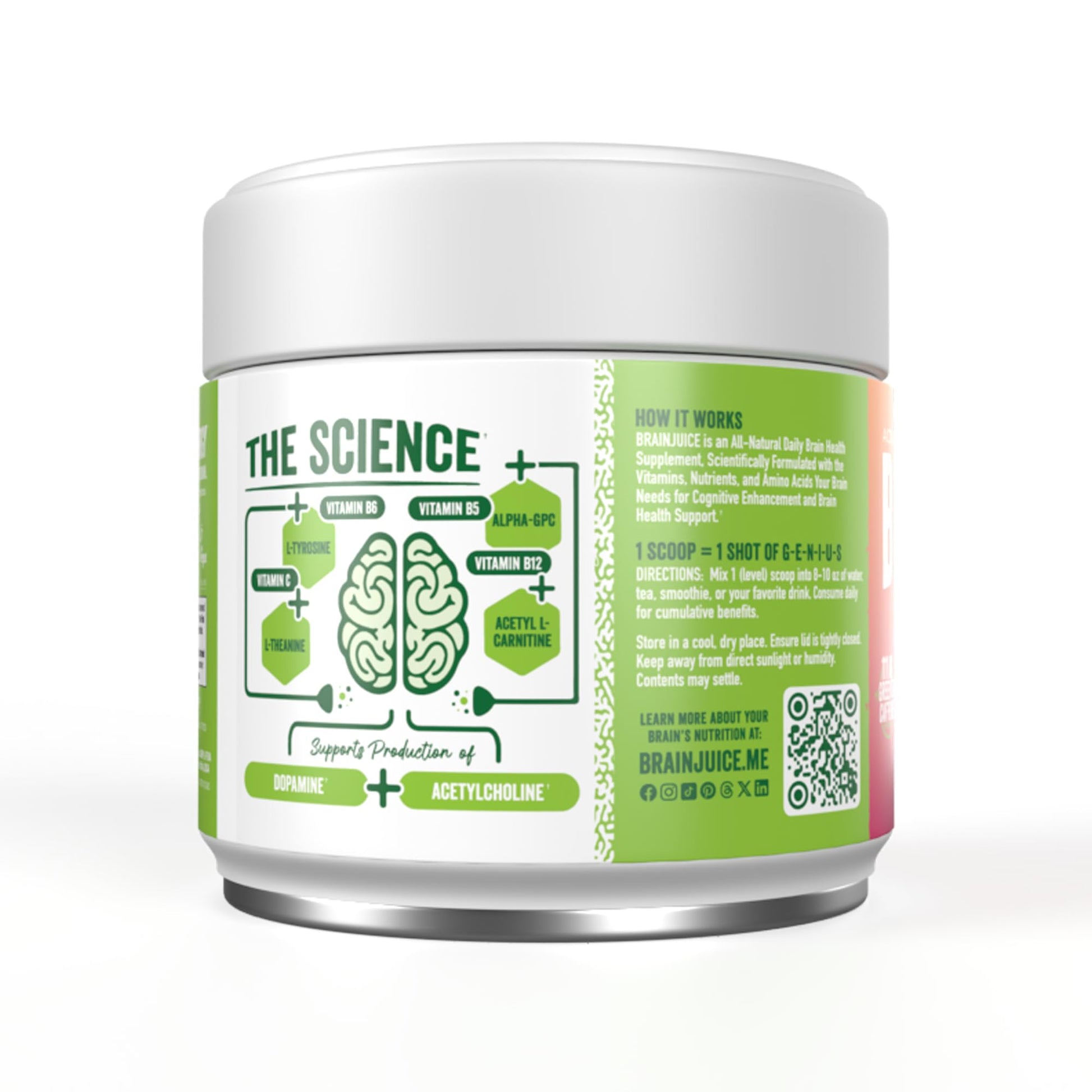BrainJuice Nootropics Brain Support Supplement, Gluten Free Powder for Energy and Focus, Pre Workout w/Alpha GPC, Vitamin B & Organic Green Tea Extract Caffeine, Active Pomegranate Acai, 15 Servings BrainJuice uk supplements