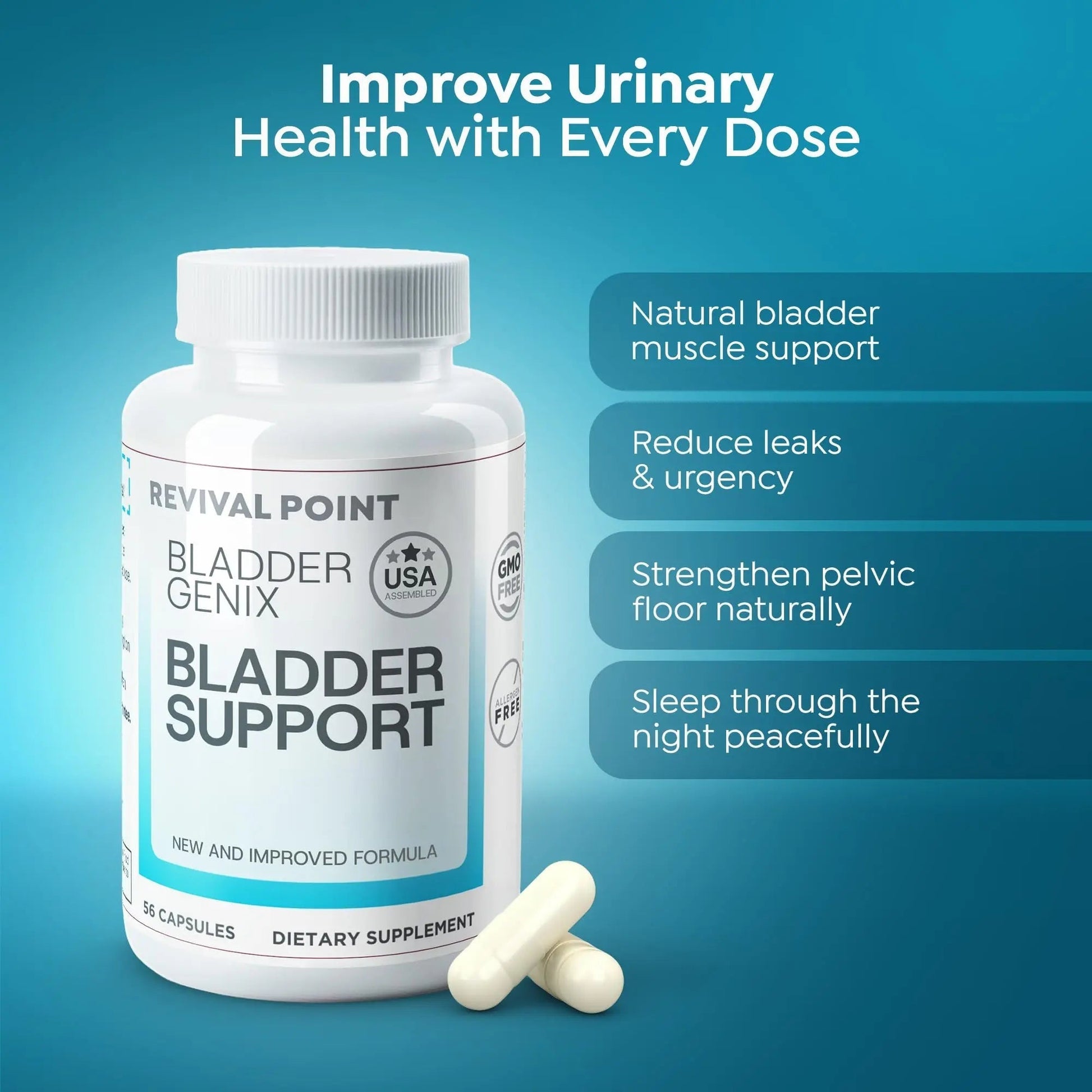 Bladdergenix Bladder Control Supplement for Women and Men – Natural Urinary Urgency & Frequency Support – Crataeva Nurvala & Lindera Aggregata Herbal Blend for Bladder Health – 56 Capsules Revival Point uk supplements