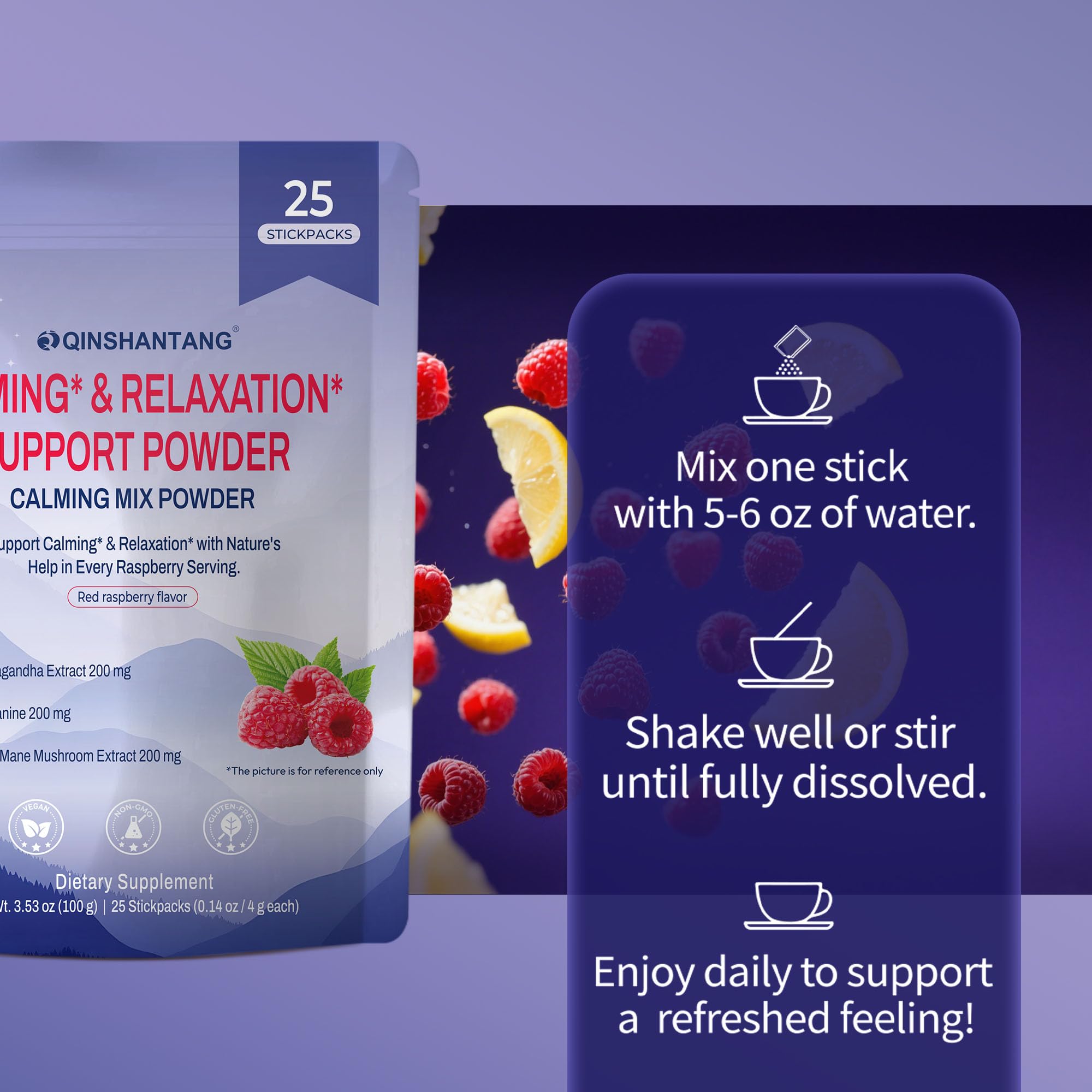 Super Cortisol Drink – Calm Magnesium Powder, L-Theanine, Lion’s Mane & Ashwagandha | Relaxation, Focus & Stress Balance for Women | Sugar-Free, On-The-Go | Red Raspberry Flavor, 25 Servings QIN SHAN TANG uk supplements