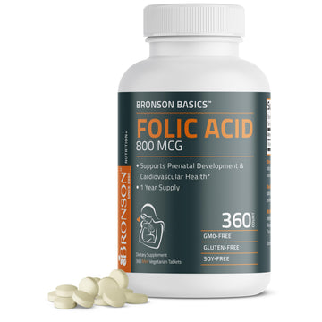 Bronson Folic Acid 800 MCG Supports Prenatal Development, 1 Year Supply, Non-GMO Bronson uk supplements