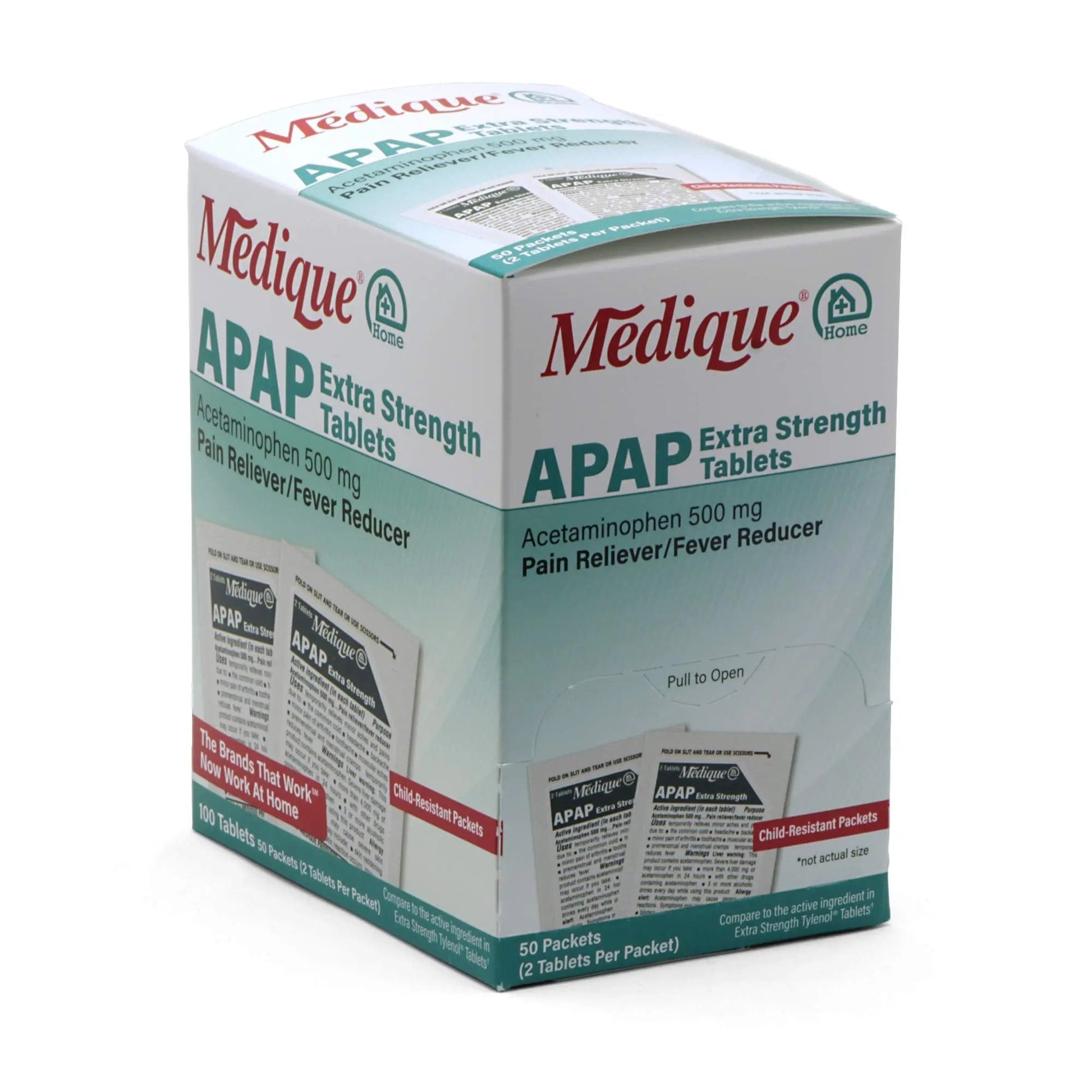 Medique @ Home 70433 Extra Strength APAP Tablets, Non-Aspirin, 50 Packets (2 Tablets per Packet) Total-100 Count Medique uk supplements