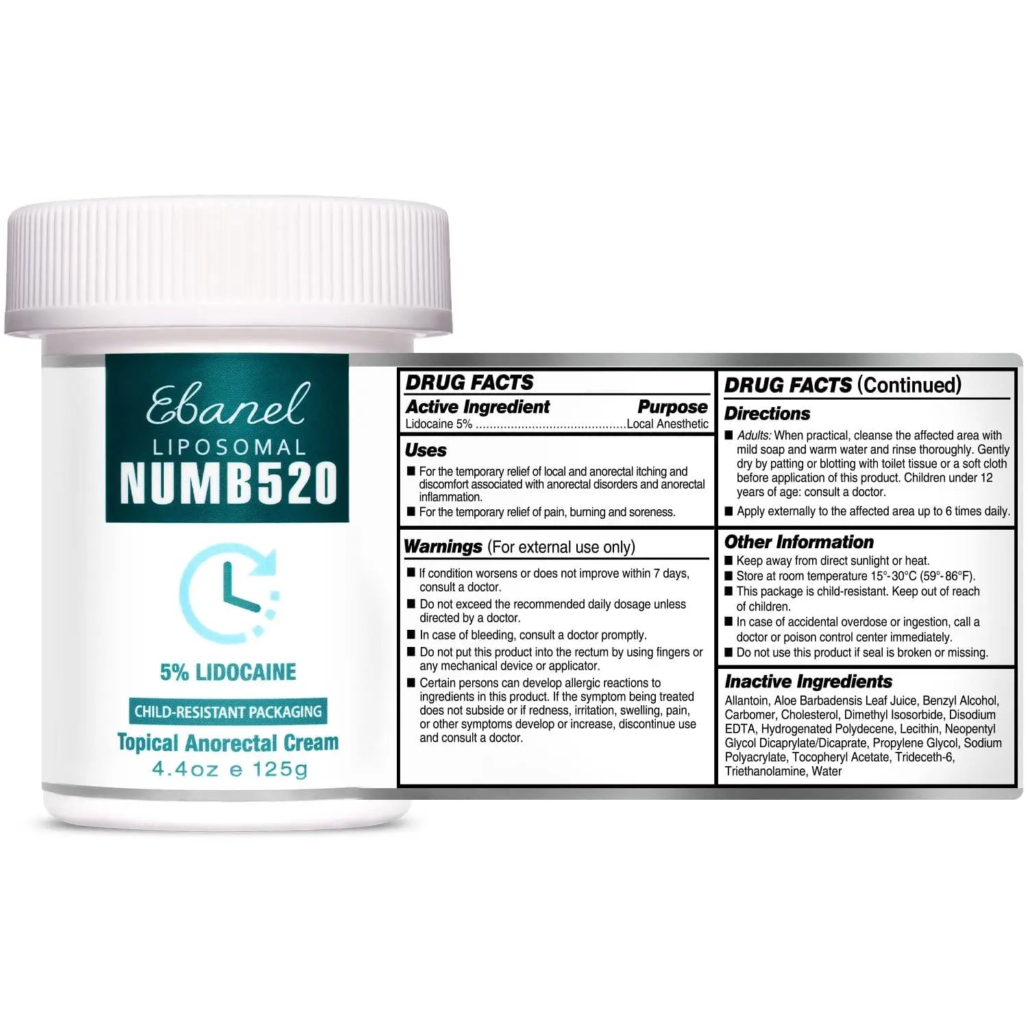 Ebanel Bundle of Pain Relief Cream Arnica Menthol 2 Oz, and Topical Numbing Cream 4 Oz Ebanel uk supplements