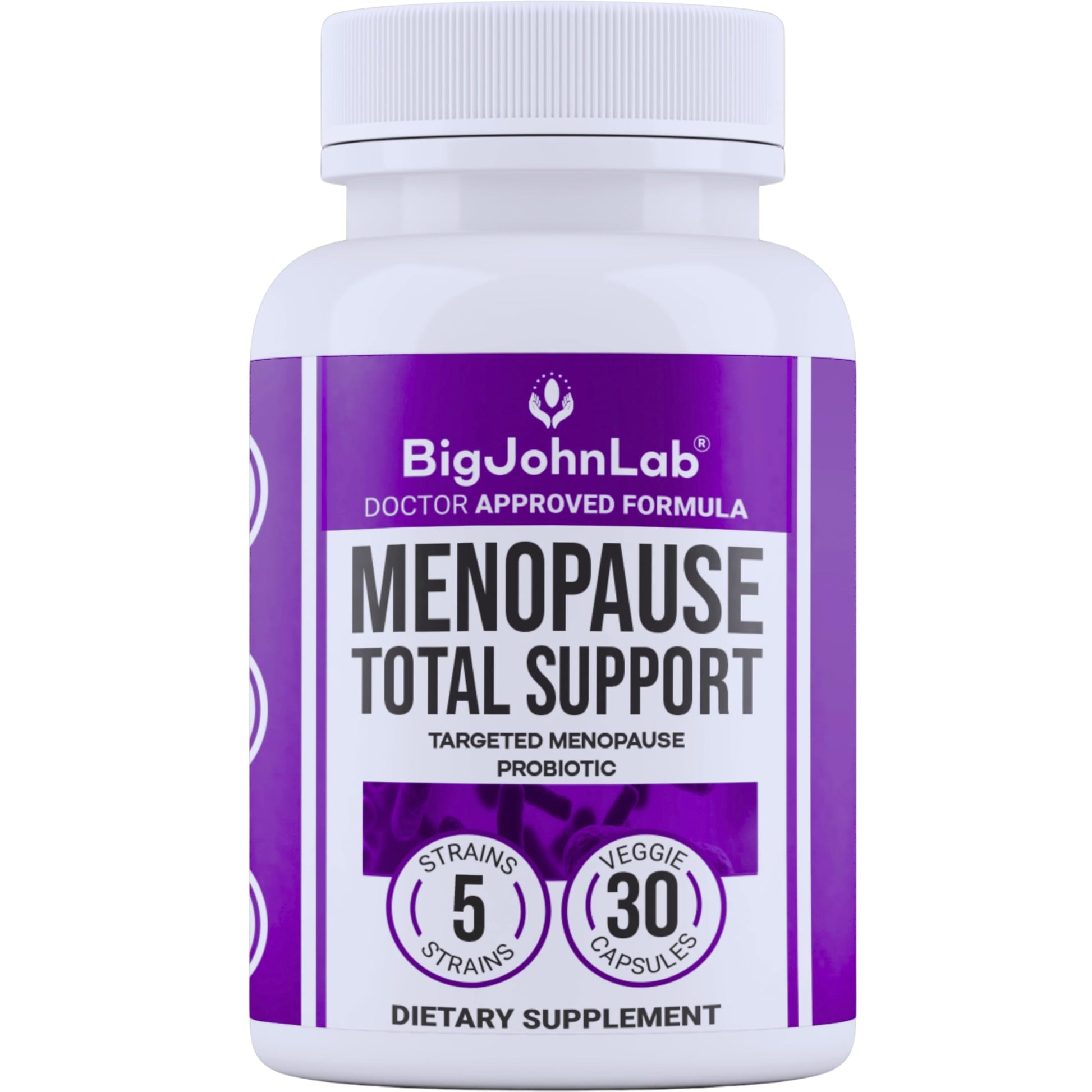 BIGJOHNLAB® - Menopause Total Support – Advanced Probiotic Formula with 5 Strains & 15 Billion CFU, Resveratrol, Black Cohosh, Acacia Fiber, Non-GMO & 100% Vegetarian BIGJOHNLAB uk supplements