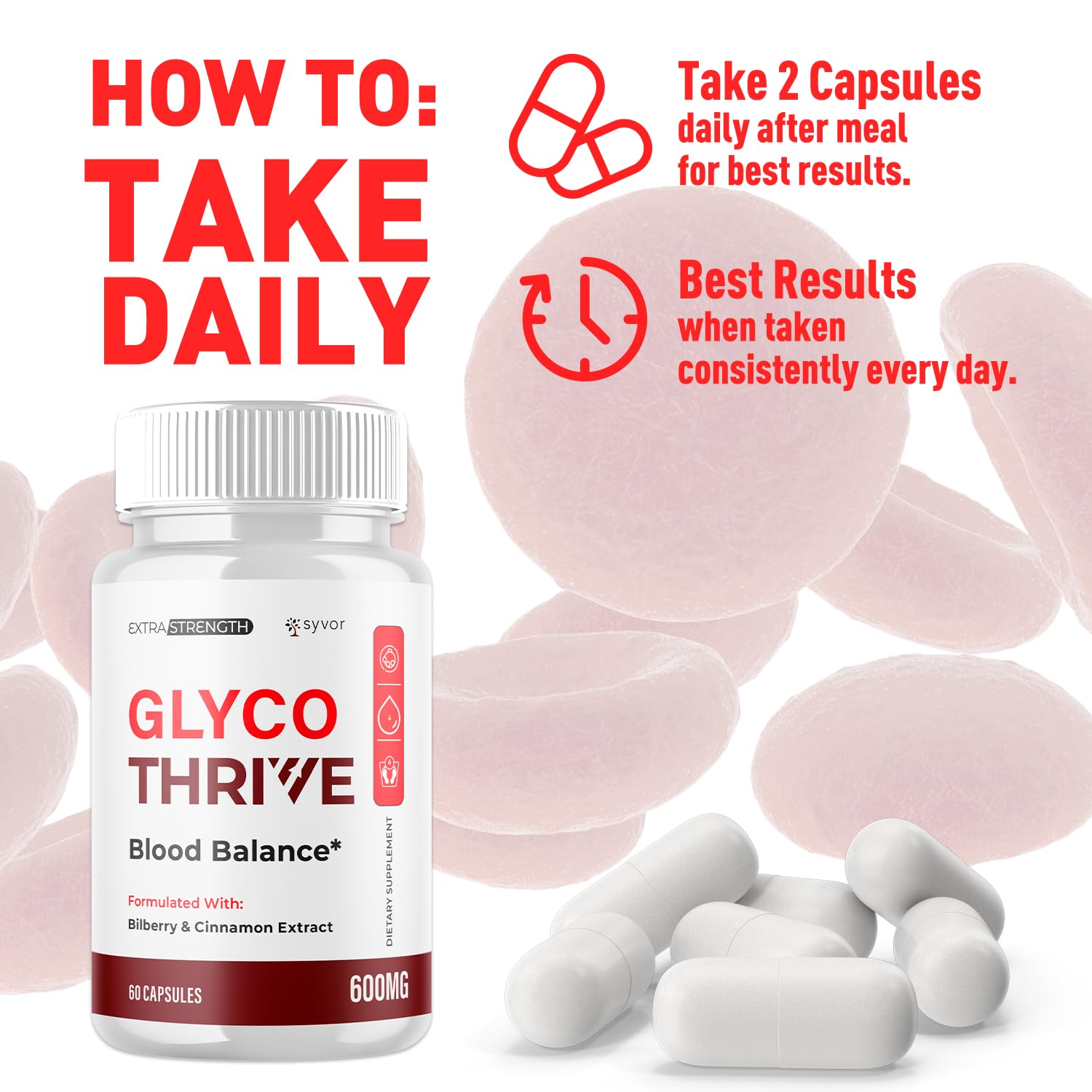 Glyco Thrive Capsules, Official GlycoThrive Glycogen Support Pills with All Natural Ingredients, Advanced Formula Health Supplement with Max Strength Premium Vitamins for Women & Men (60 Capsules) Syvor uk supplements