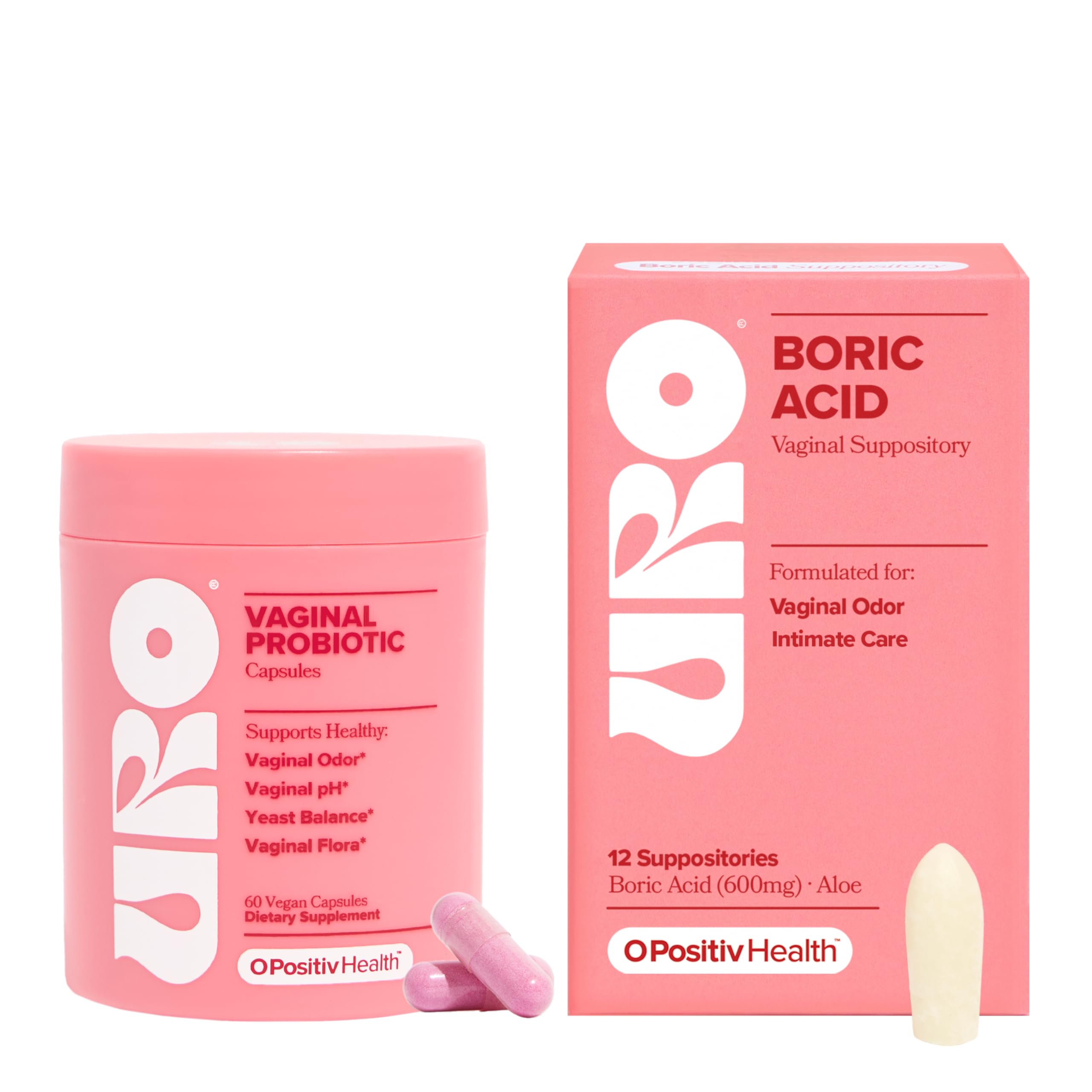 O Positiv URO Vaginal Probiotic and URO Boric Acid Vaginal Suppository Bundle O Positiv uk supplements