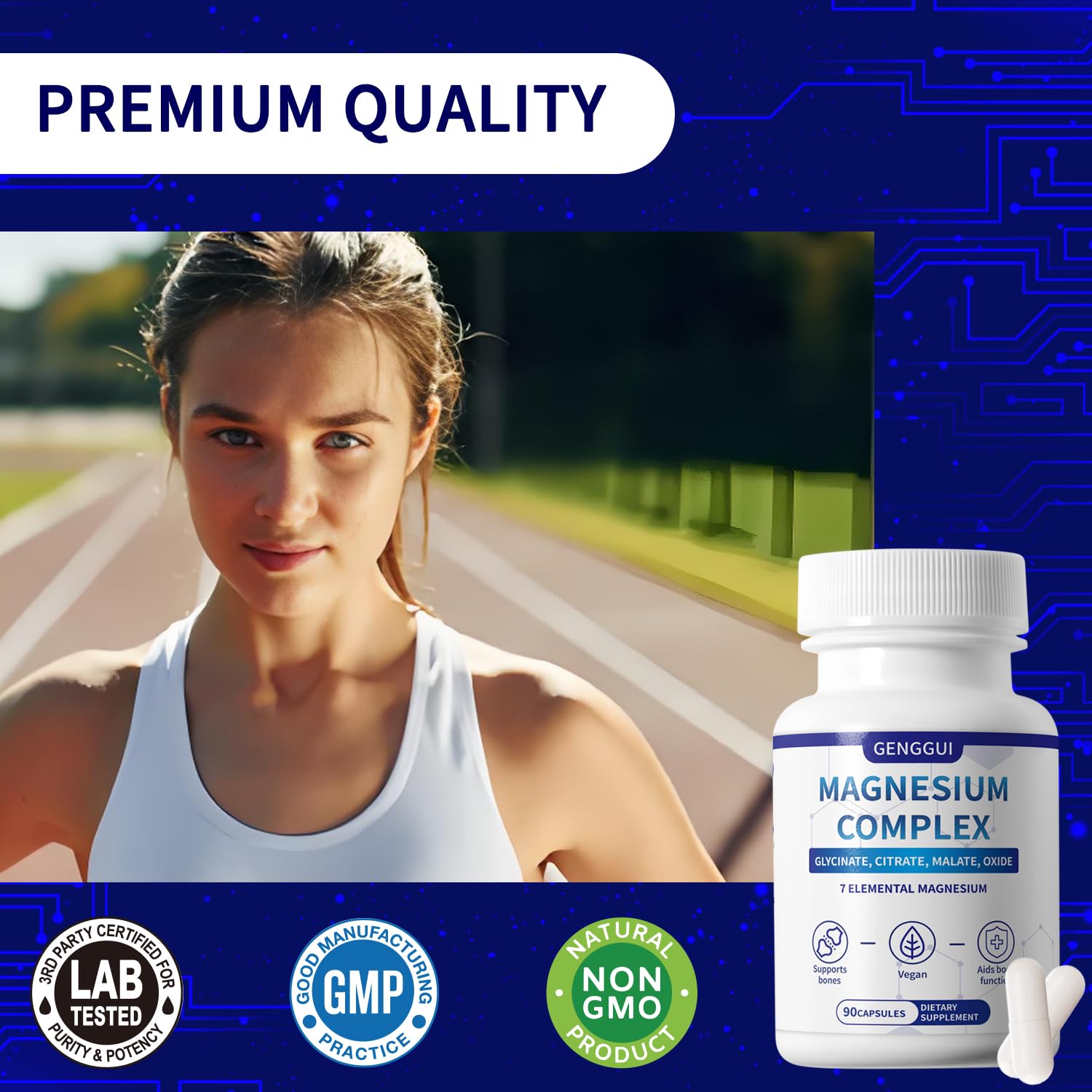 Magnesium Complex 1000mg with 8 Types - Glycinate, Citrate, Malate - Supports Muscle Relaxation, Bone Health, Energy Production & Sleep - High Absorption, Non-GMO, Vegan Capsules, 90 Count (001) ZYGCDZ uk supplements