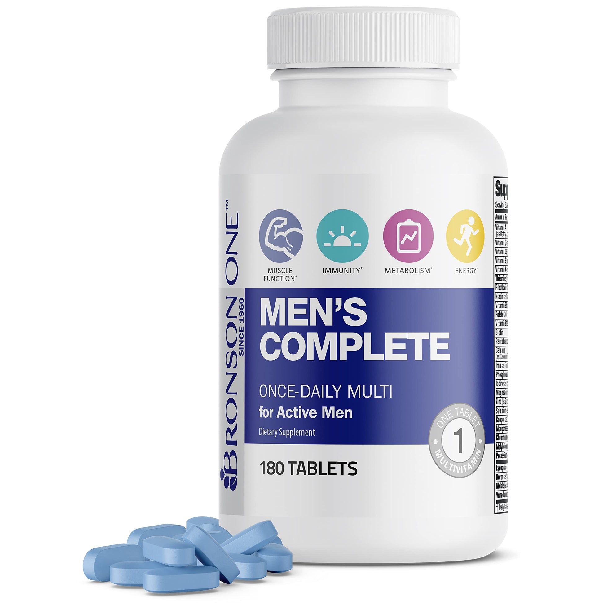 Bronson ONE Daily Men’s Complete Multivitamin Multimineral Once-Daily Multi for Active Men, 180 Tablets Bronson uk supplements