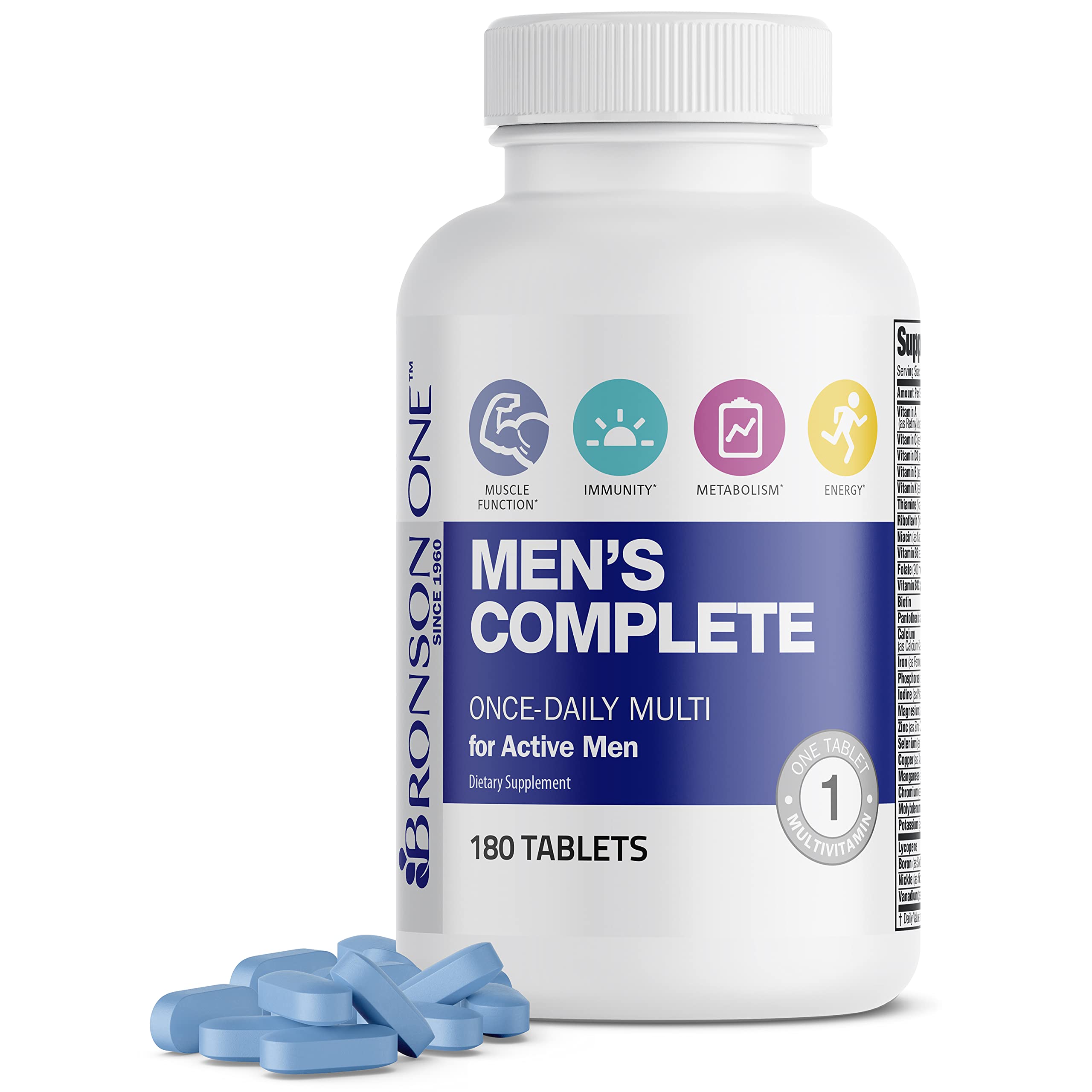 Bronson ONE Daily Men’s Complete Multivitamin Multimineral Once-Daily Multi for Active Men, 180 Tablets Bronson uk supplements